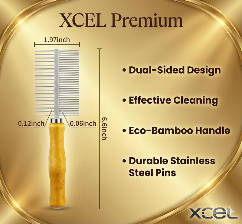 XCEL 2-in-1 Hair Brush Cleaner Tool, Dual-Sided Hairbrush Cleaning Rake & Comb for Removing Hair, Lint, Dust and Product Buildup from Paddle, Boar Bristle, Round and Detangling Brushes