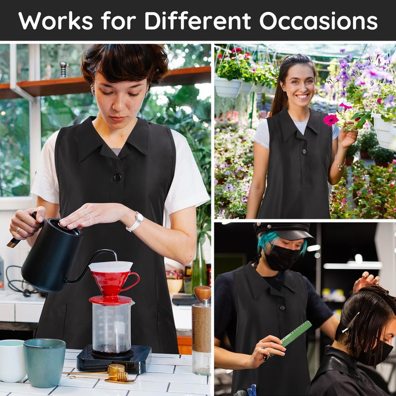 Segbeauty 2pcs Hairstylist Aprons for Women, Black Hair Stylist Salon Apron with Pockets, Professional Salon SPA Hair Stylist Vest Cosmetology Barber Apron, Hairstylist Essentials Supplies Small