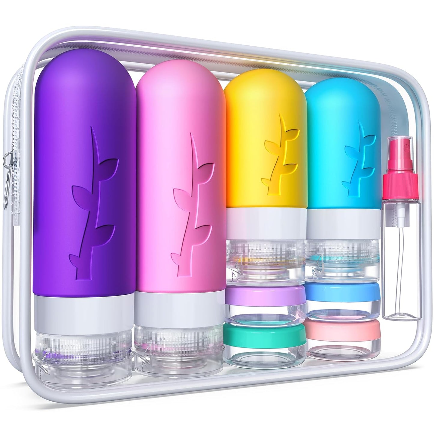 Travel Containers for Toiletries - 18-Pack TSA Approved Travel Bottles & Jars | Portable Essentials