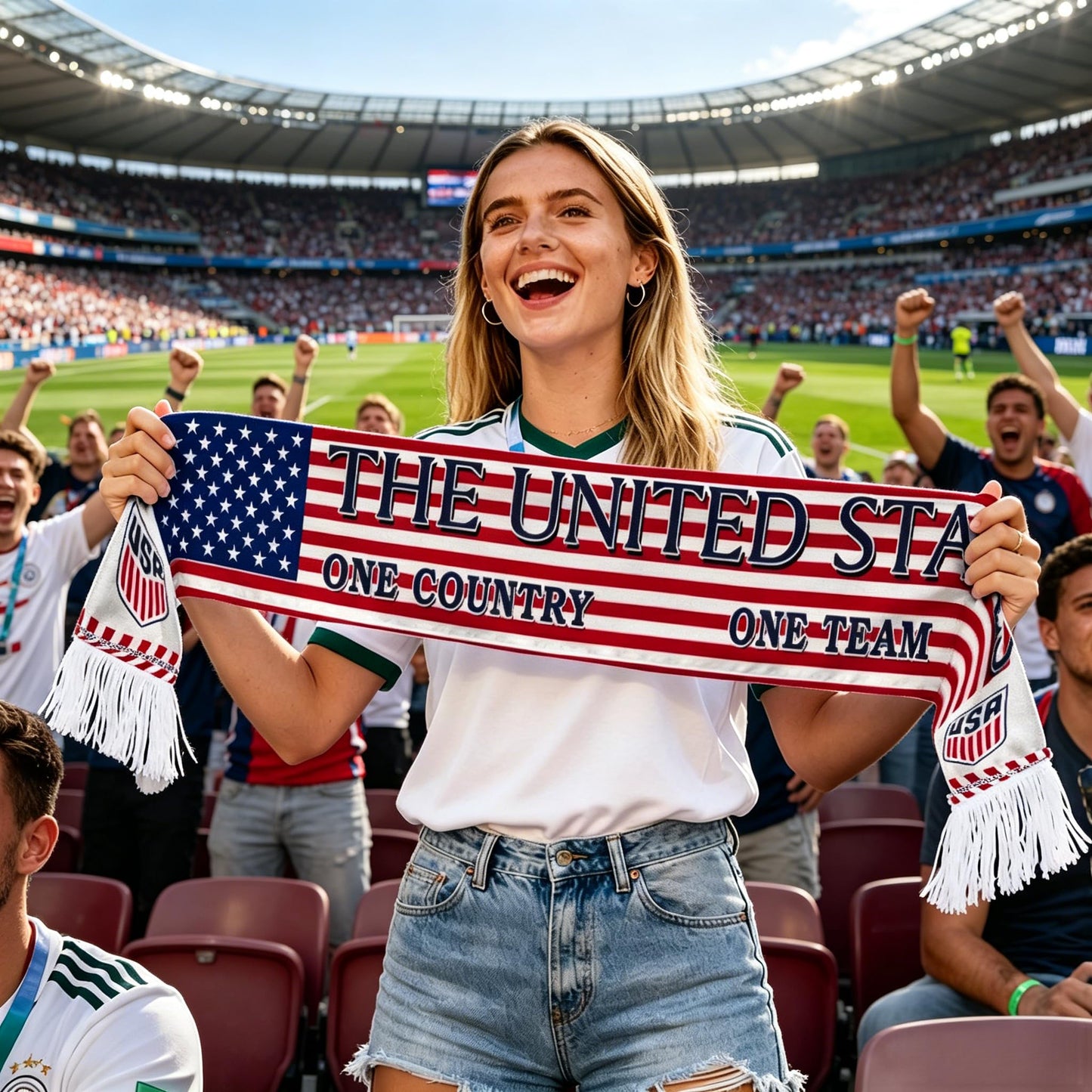 1 Piece Black Double-Sided USA Soccer Shawl, 59 Inch World Cup National Team Flag Print, Sports Fan Accessory for Game Day and Daily Wear