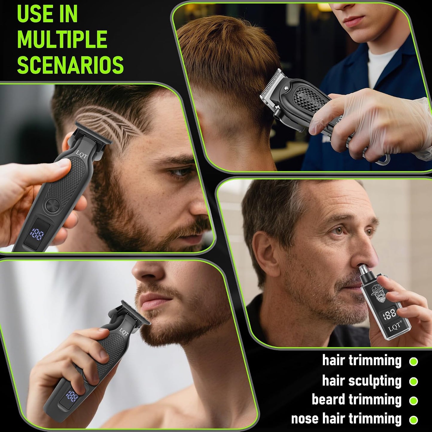 Cordless Hair Clipper & T-Blade Beard Trimmer Set - LED Display, Quiet Motor, Ergonomic Design, Rechargeable Grooming Kit for Men