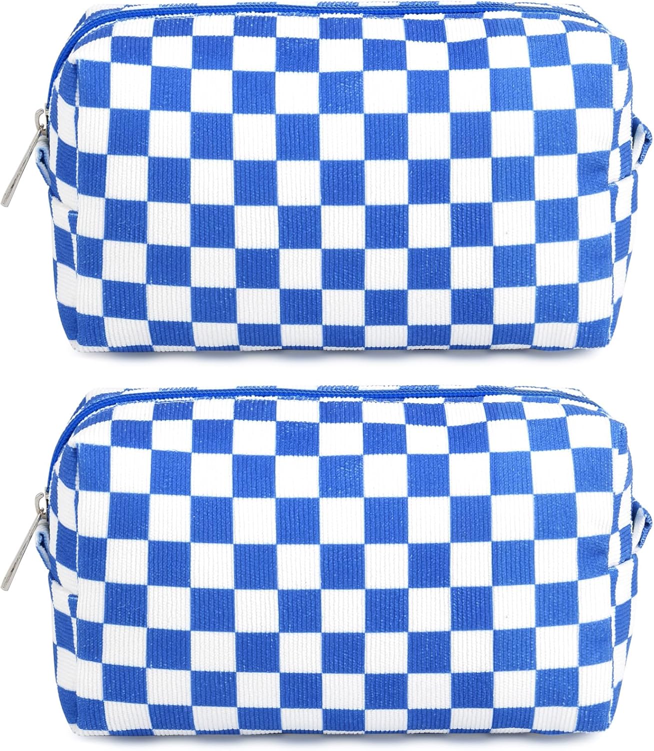 Bridesmaid Proposal Gifts - 6PCS Corduroy Blue Makeup Bags | Wedding Party Favors & Toiletry Organizers