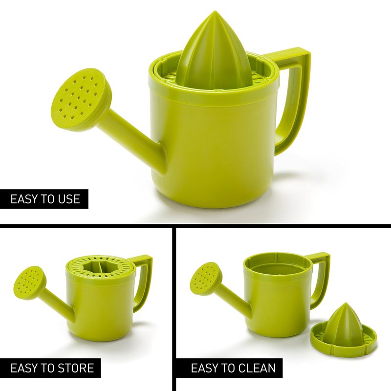 Peleg Design Lemoniere Original Watering Can-Shaped Manual Hand Juicer, Green Plastic Squeezer with Pourer for Lemon or Citrus Juice with Flip Lid for Storage