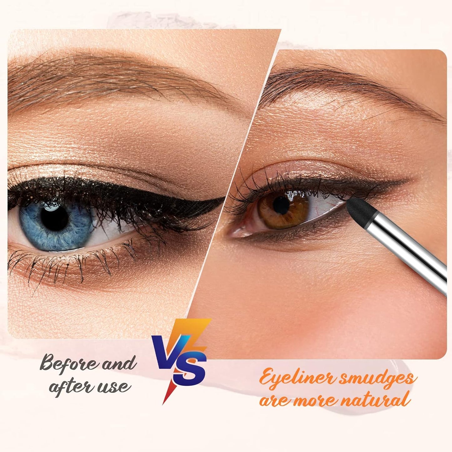 Zubebe Eyeliner Smudge Brush Set - Soft Makeup Tool for Blending Eyeshadow & Liner | 6.2 Inch