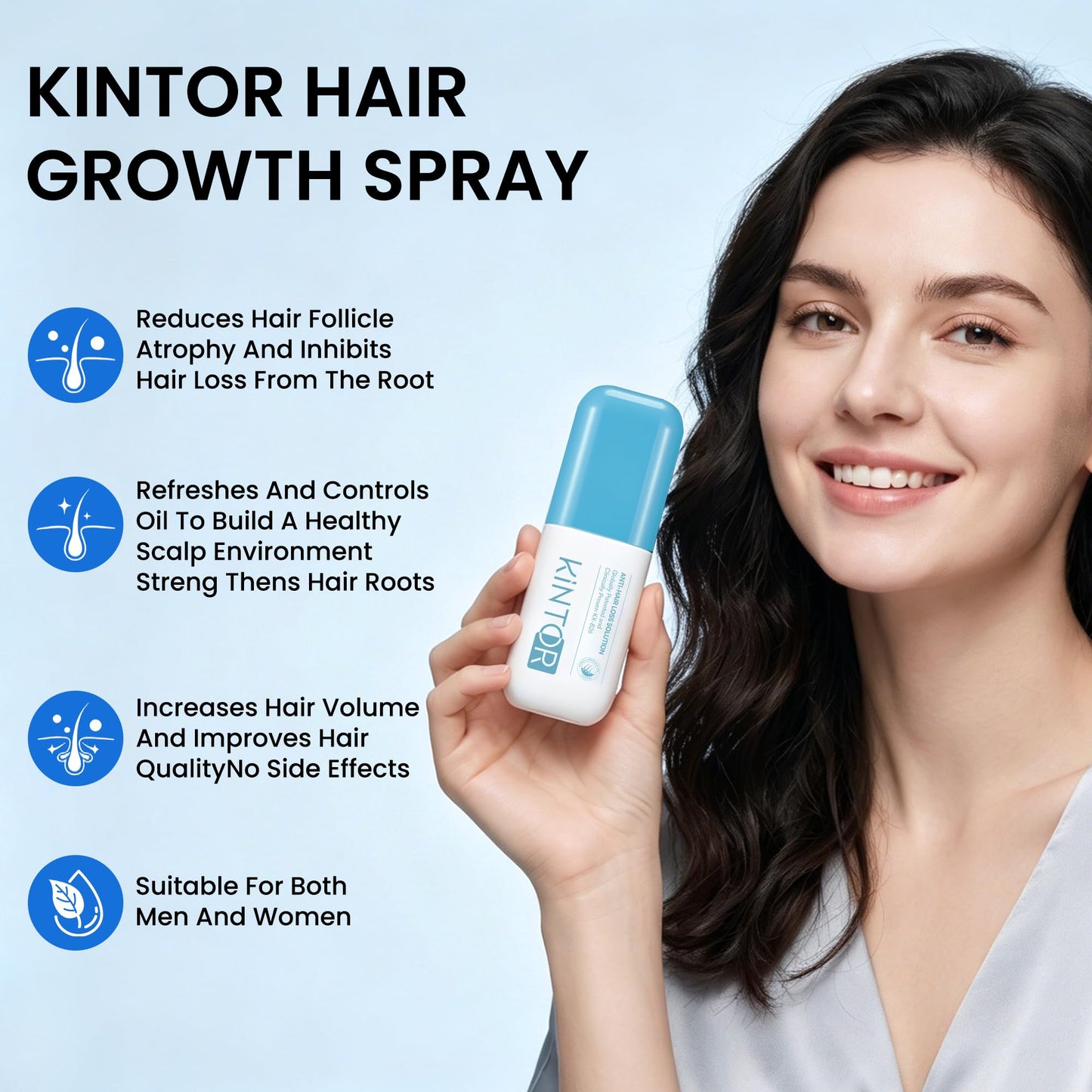KINTOR KX-826 DHT Blocker for Men & Women Hair Growth,Hair Growth Products Spray 60ml Pro (Green-1PCS)