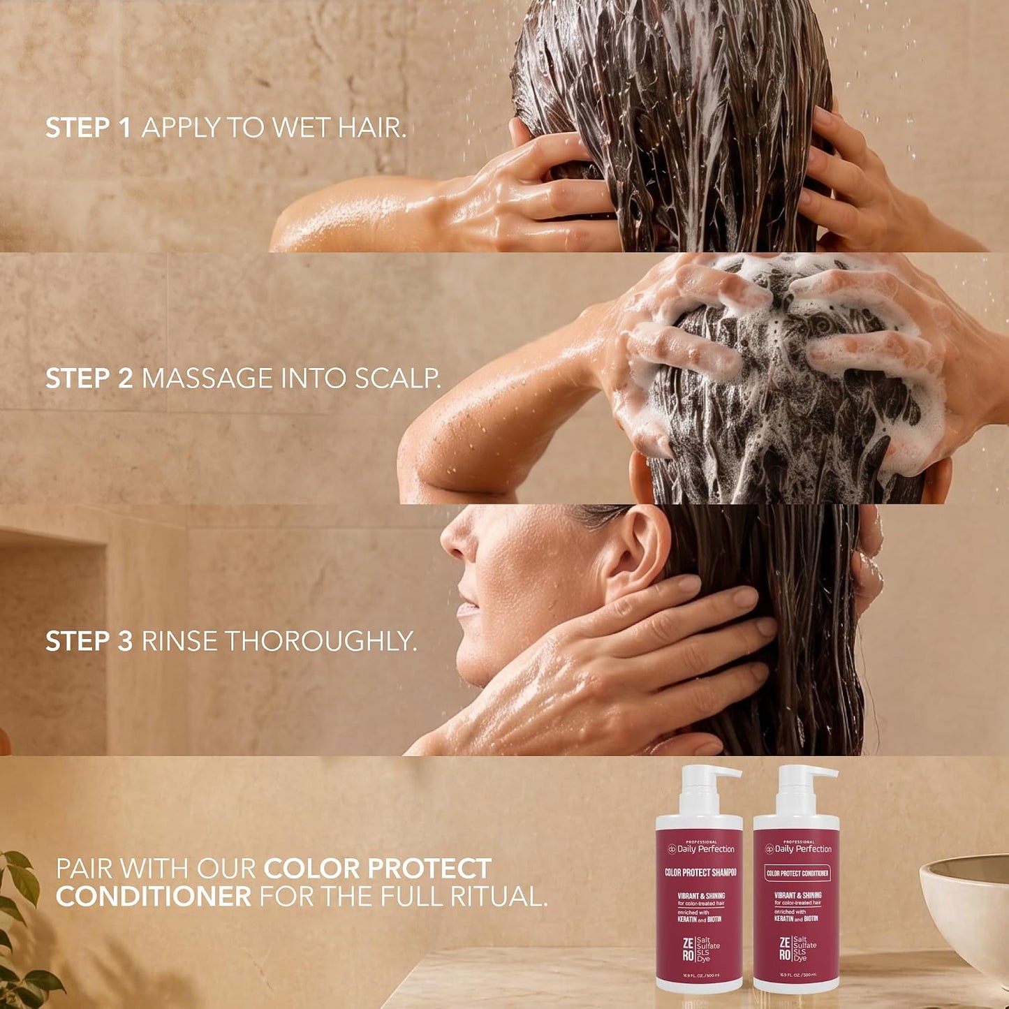 Color Protect Shampoo - Biotin & Keratin Formula for Vibrant, Shining Color-Treated Hair | 16.9 Fl Oz