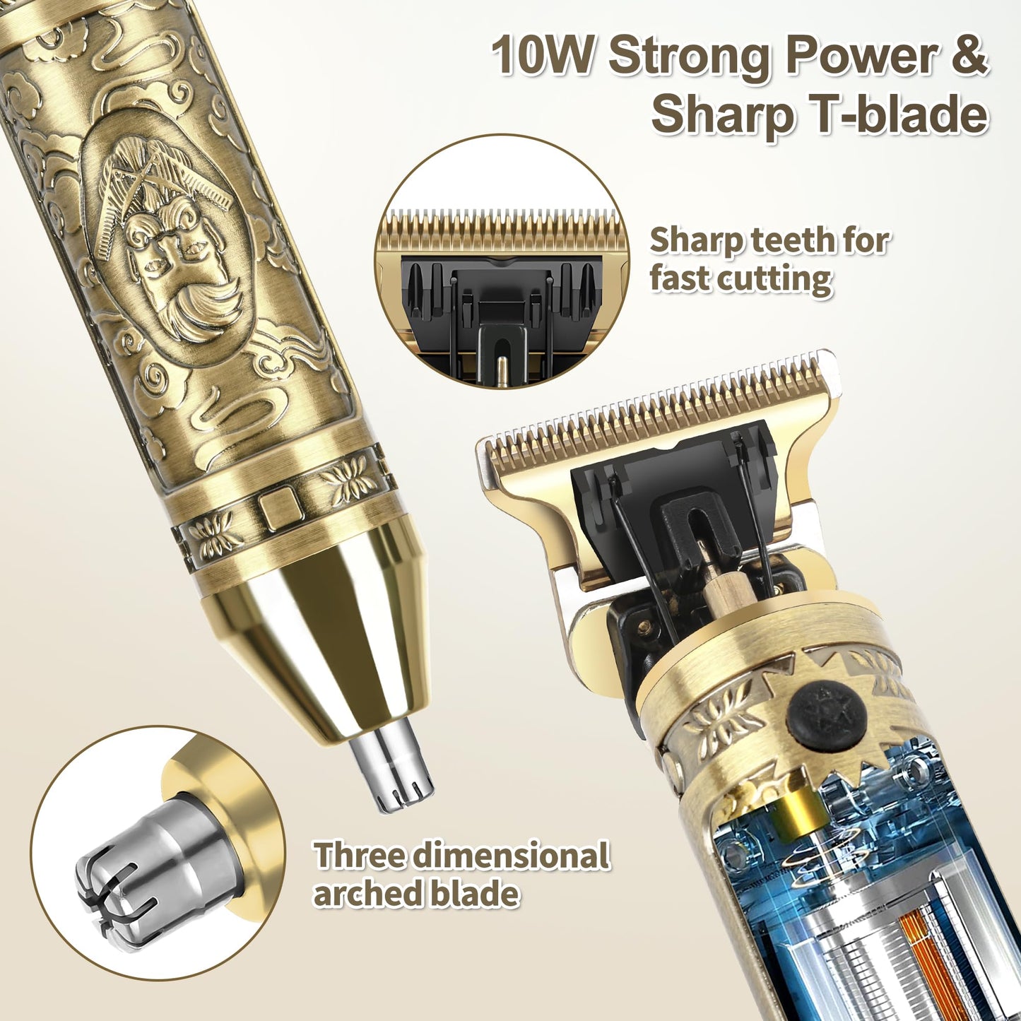 Electric Foil Shaver for Men, T-Blade Beard Trimmer Razor Nose Hair Trimmer Set, Cordless Rechargeable Beard Trimmers Professional Hair Clippers Kit with LCD, Gifts for Men Him Dad Fathers Day