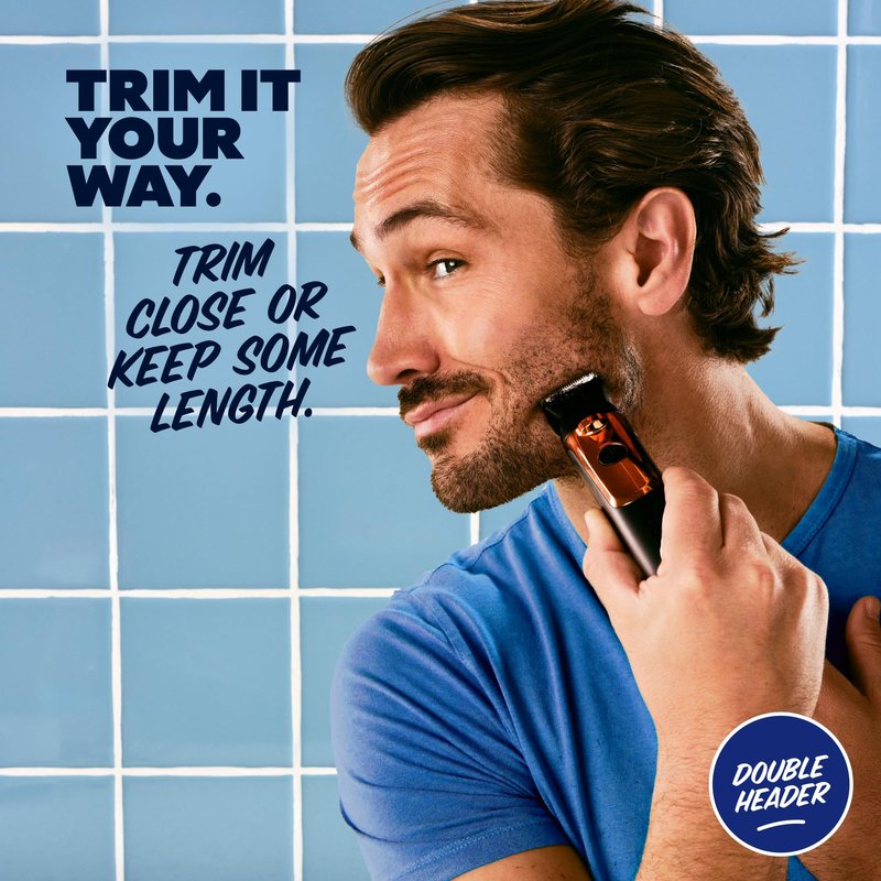 Dollar Shave Club | Double Header Electric Trimmer | Electric Razor with Beard Head & Body Grooming Head