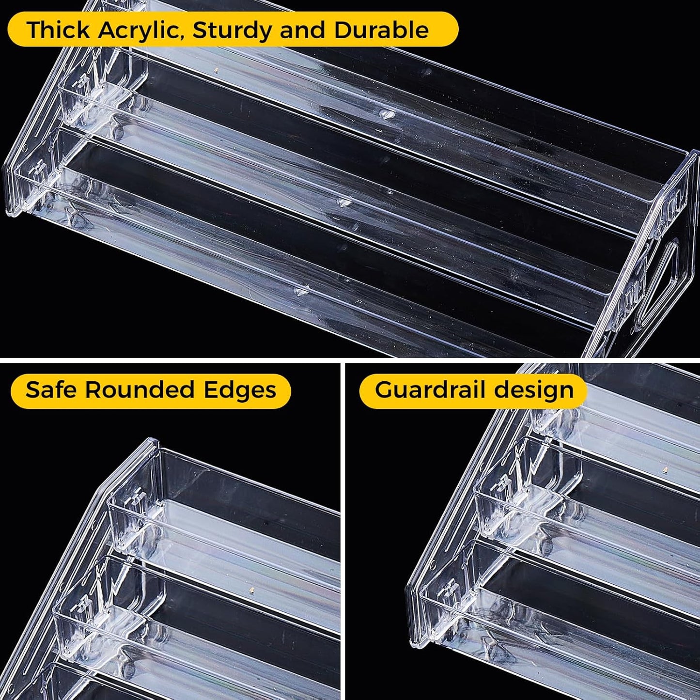 Acrylic Nail Polish Organizer - 3-Tier Clear Display Rack for Makeup, Essential Oils & Sunglasses | Holds 36 Bottles