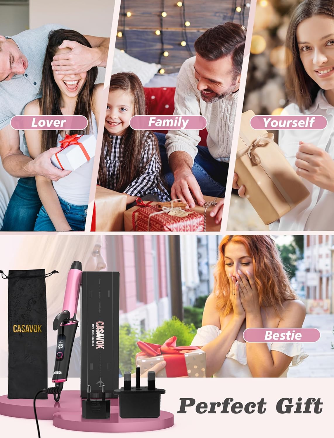 Mini Curling Iron - Travel-Friendly 1 Inch Dual Voltage with Auto-Off & Anti-Scald Cover | Perfect for Short Hair