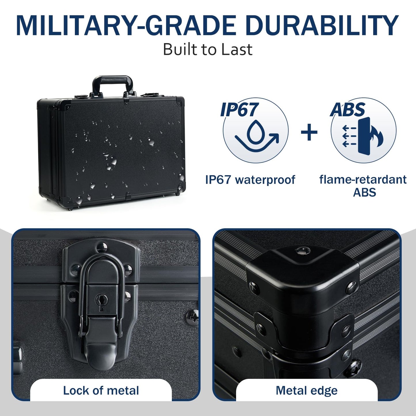 MoyRetty Professional Barber Case with Cap Clear dustproof, Barber Suitcase 6 Clipper Slots & 8 Shear Holders, 17.13" Portable Aluminum Organizer for Hair Stylists & Pet Groomers