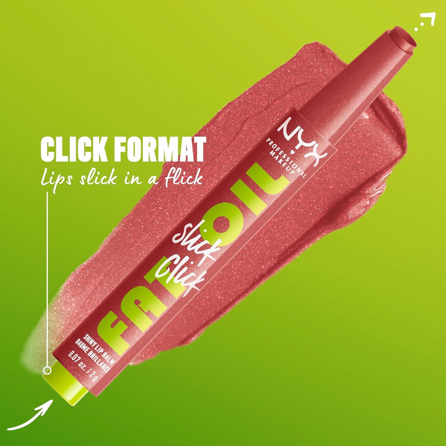 NYX Professional Makeup Fat Oil Slick Click | Lightweight, Buildable Vegan Lip Balm - Richly Pigmented, No Filter Needed