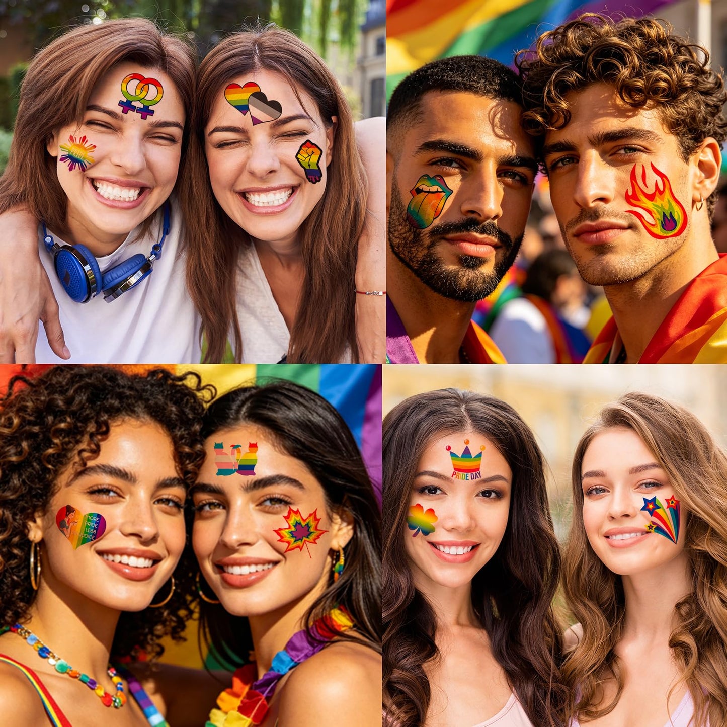 20 Sheets 2026 Pride Temporary Tattoos,170+ PCS LGBT Rainbow Gay Pride tattoos Stickers for Women, Men, Adults, Rave Party Accessories, Equality Celebrations