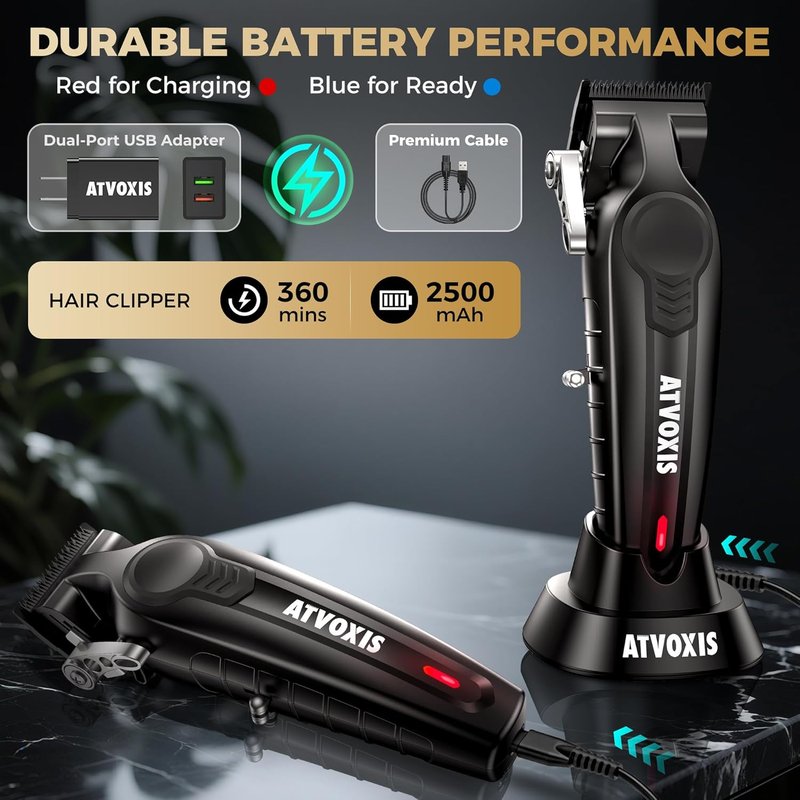 Professional Hair Clippers for Men - Cordless Barber Clippers for Precision Cutting | Ergonomic Design