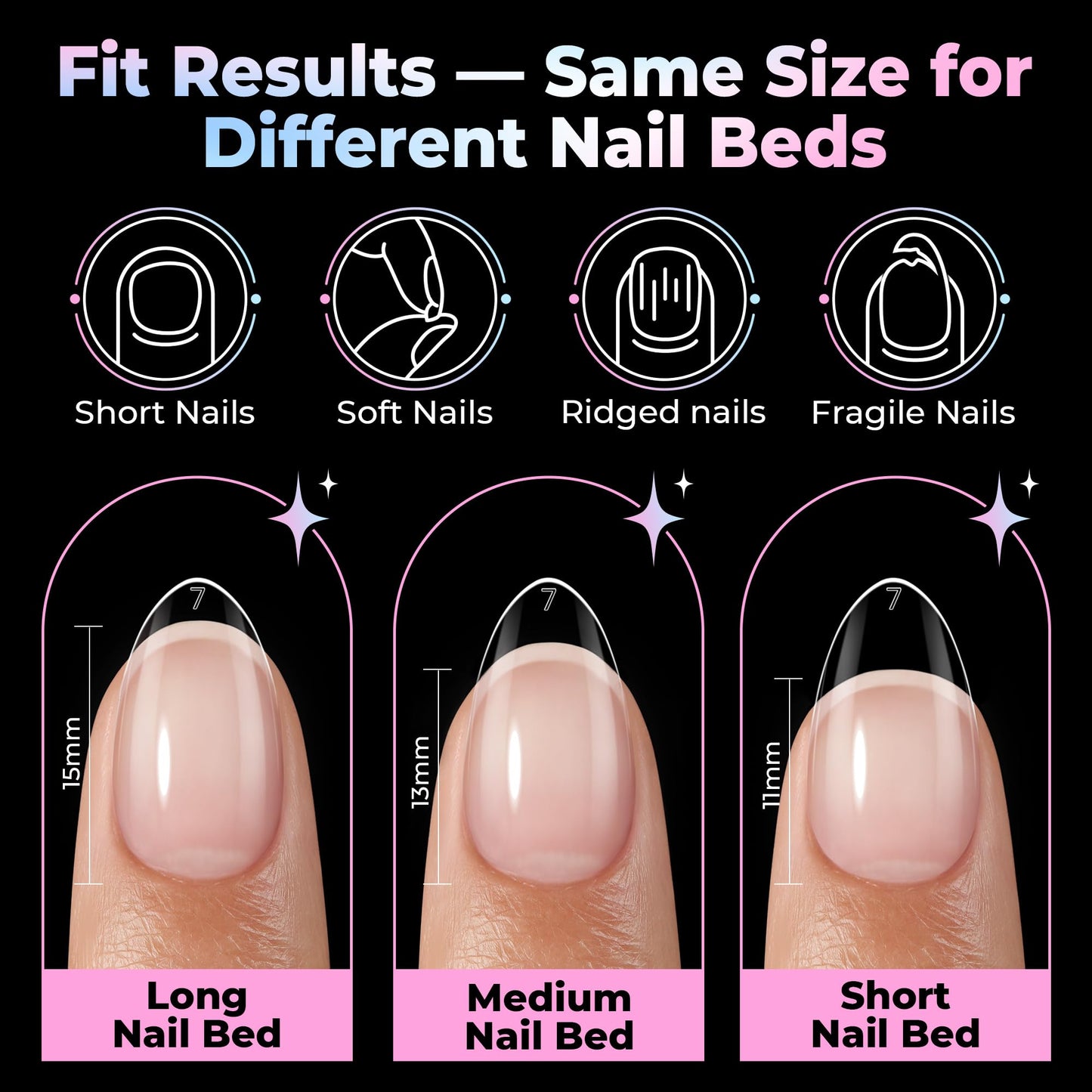 UNA GELLA Short Almond Gel Nail Tips 15 Sizes 300PCS Pre-Etched Soft Gel Clear Nail Tips Easy DIY Salon Short Almond Press On Nails Snug Fit Acrylic Fake Tips Extensions Long-Lasting Hold