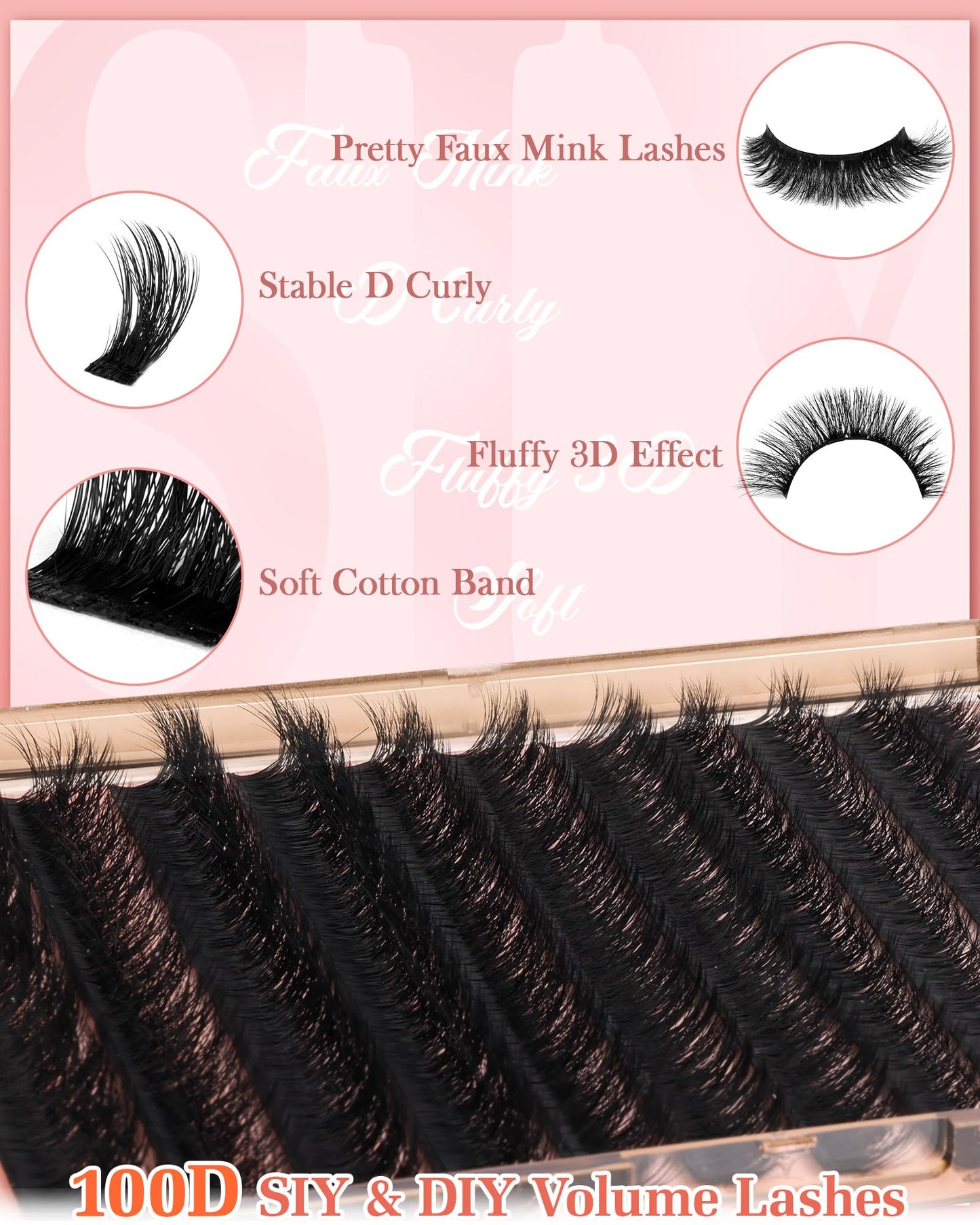 Lash Clusters Fluffy Cluster Eyelash Extensions 100D Eyelash Clusters Thick Volume Lash Extension Faux Mink Eyelashes SIY Individual Lashes DIY at Home by ZANLUFLY