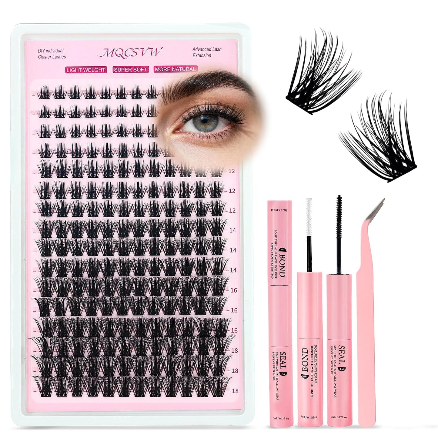Lash Clusters - 80D & 100D Long 10-21mm Eyelash Extensions Kit | Wispy Thick Volume 300pcs Individual Lashes