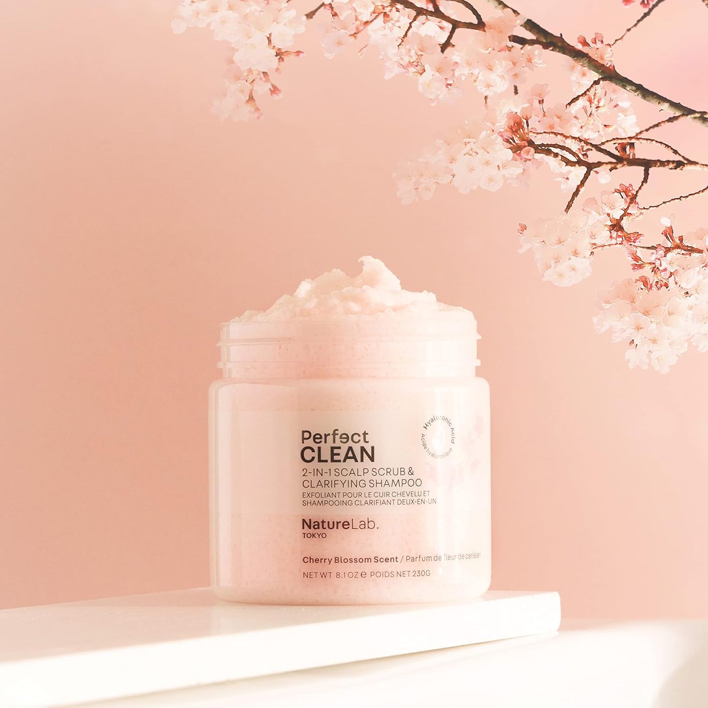 NatureLab.TOKYO Perfect Clean Scalp Scrub - 2-in-1 Hair Treatment for Clarifying & Shine | Cherry Blossom Scent | 8.1 OZ