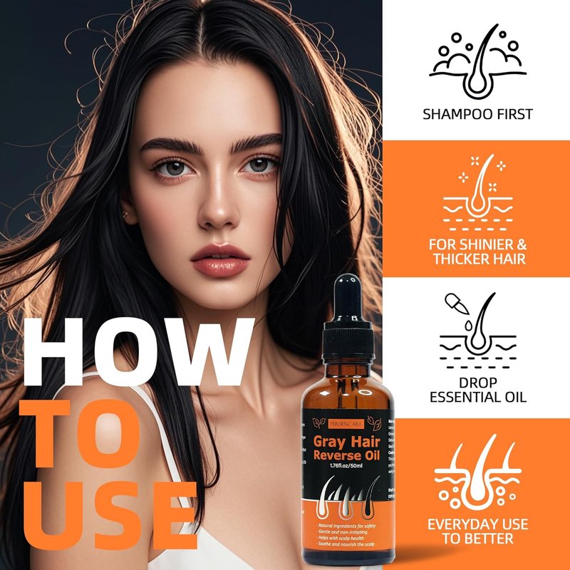 Herbal Gray Hair Reverse Essential Oil - Darkening Conditioner & Growth Serum | Usma Polygonum Multiflorum Blend