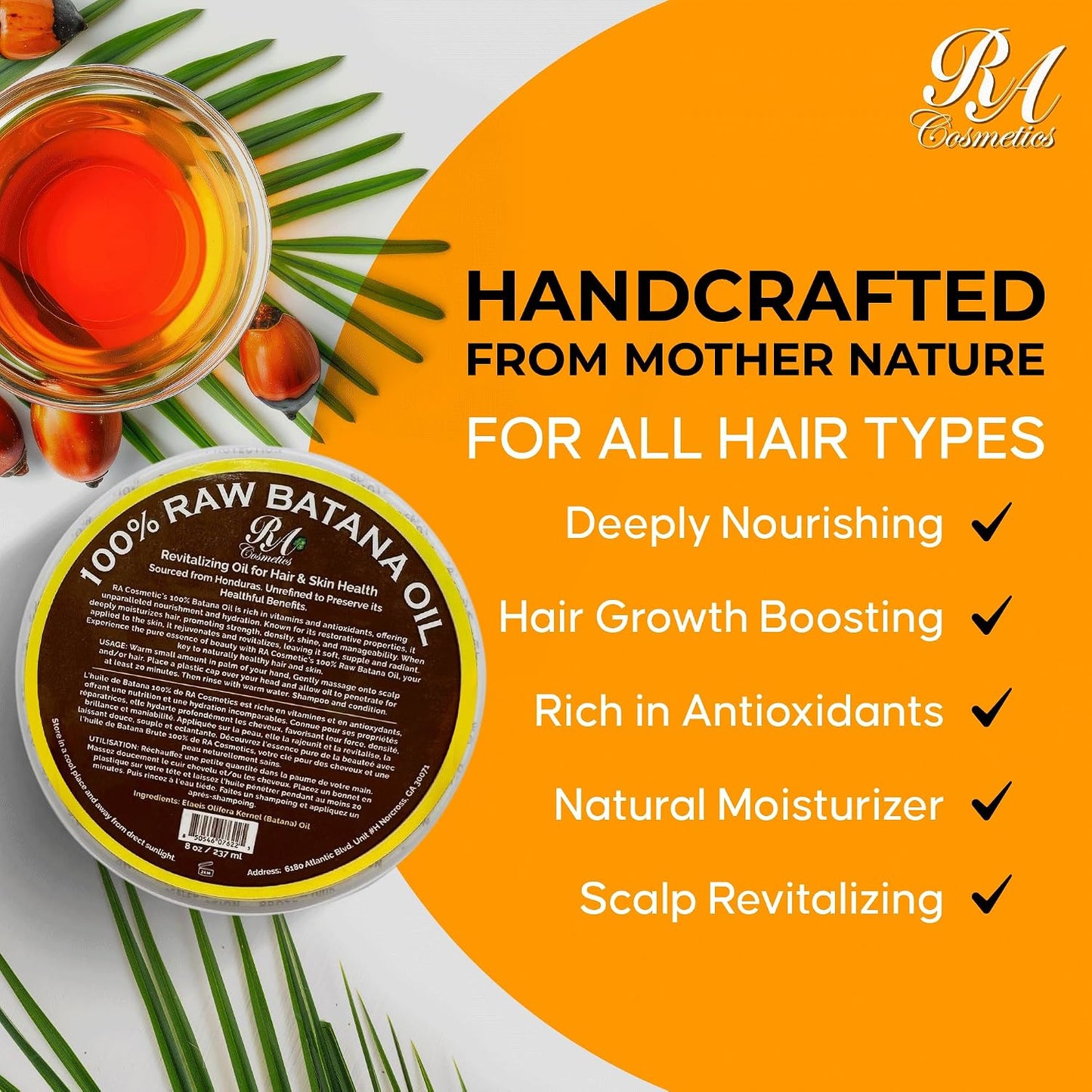 100% Natural Unrefined Batana Hair Oil - Healthy Hair Moisturizer | 16 oz | Strengthens & Nourishes Damaged Hair