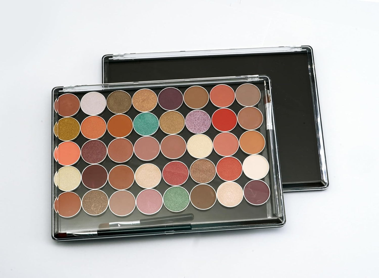 Magnetic Makeup Palette - 2 Pack XL Large Clear Top Storage Box with 40 Metal Stickers | 9.25'' x 6.57''