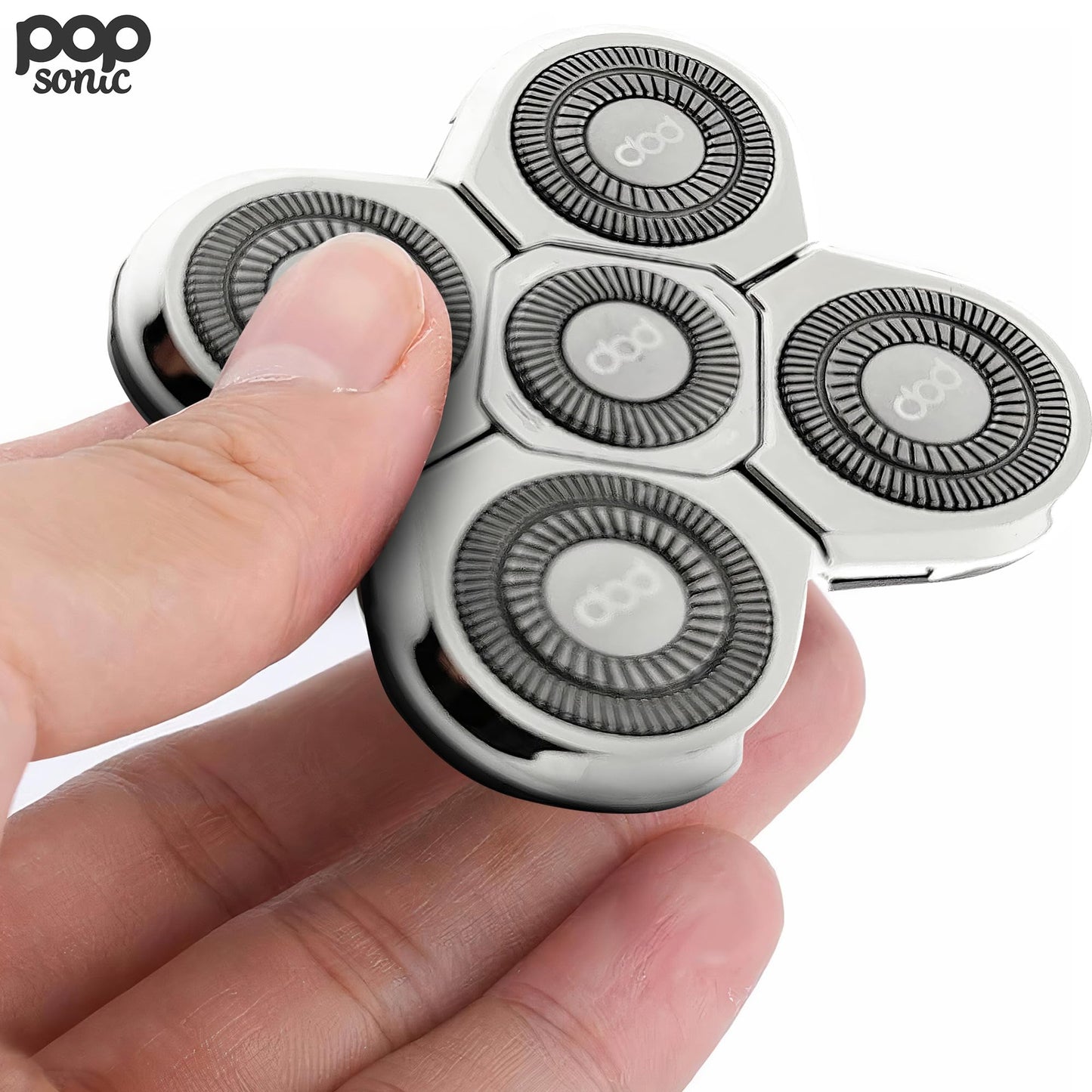 Shaver Replacement Head (Sonic 5.0) - Wet/Dry Use Shaver Head Replacement - Long Lasting Head Shaver Replacement Heads w/ 5 Cutting Heads - Grooming Tools for Clean, Comfortable Face, Body, Head Shave