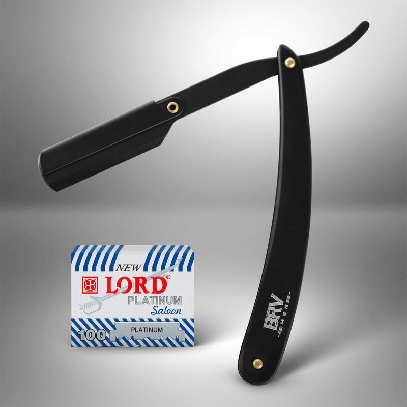 100 Single Edge Stainless Steel Barber Razor Kit - Shavette Straight Edge for Men