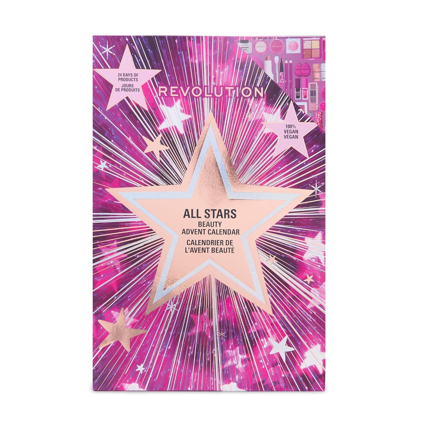 Revolution Makeup Advent Calendar - 24-Piece Beauty Gift Set for Lips, Eyes & Face | Vegan & Cruelty-Free Essentials