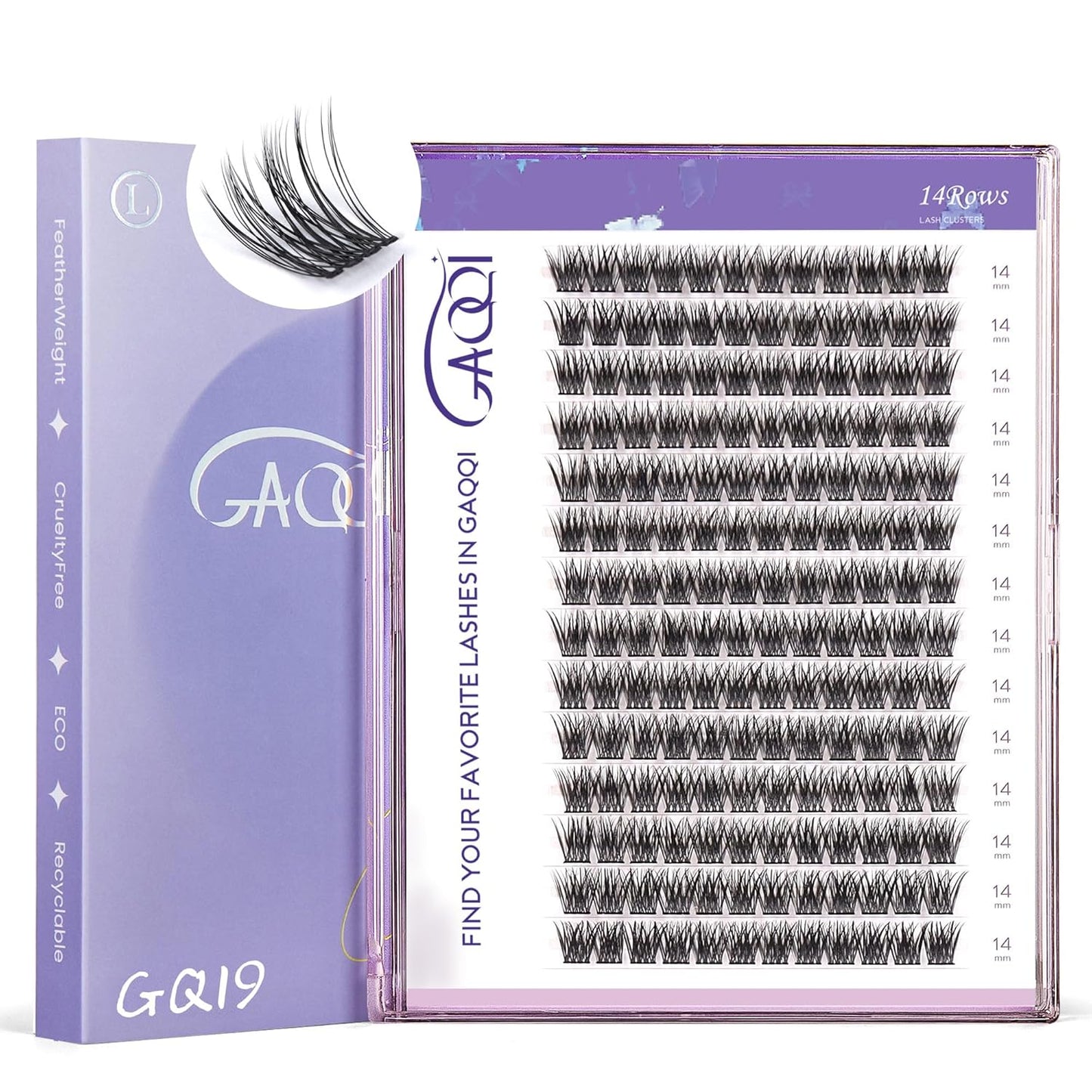 GAQQI Lash Clusters - Wispy Volume Eyelash Extensions, 110 Multilayered 3D Lashes, 10-14mm Lengths
