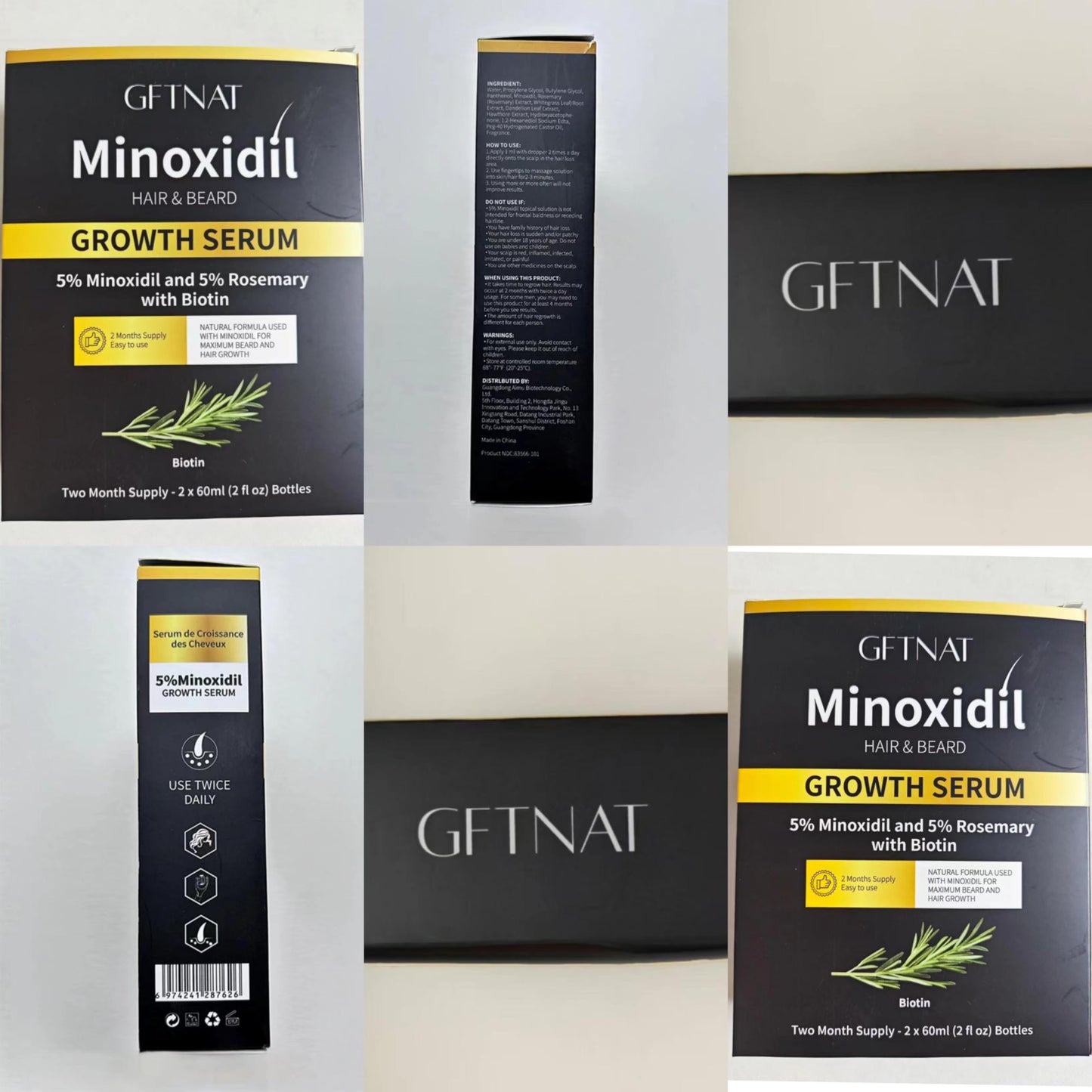 5% Minoxidil with Rosemary for Men and Women Hair Growth,Beard Growth Kit,Scalp Serum for Thicker Fuller Hair - 1.9 FI Oz (Pack of 2)