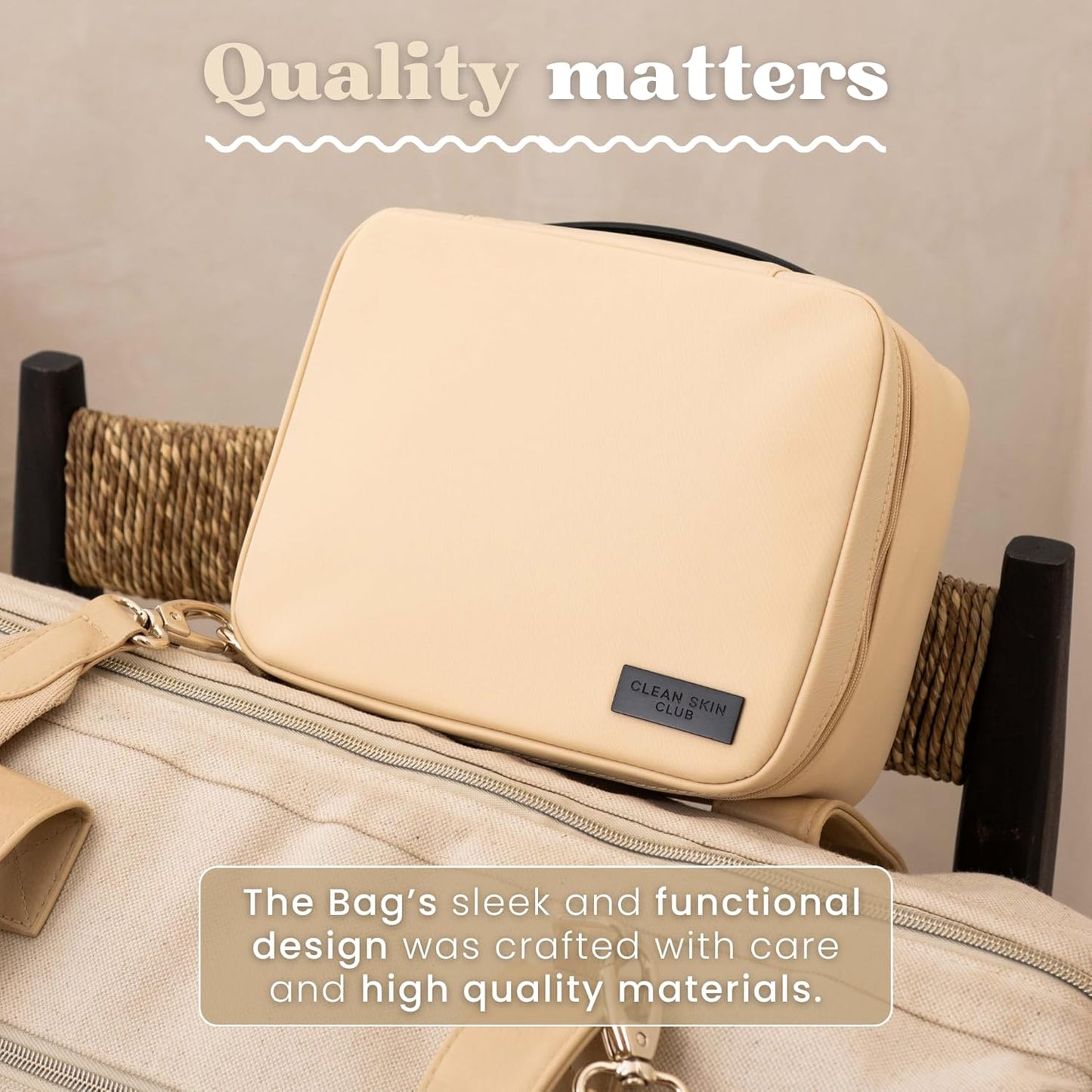 Clean Towels XL Travel Cosmetic Makeup Bag - Portable Water-Resistant Organizer with Dividers | Large Capacity