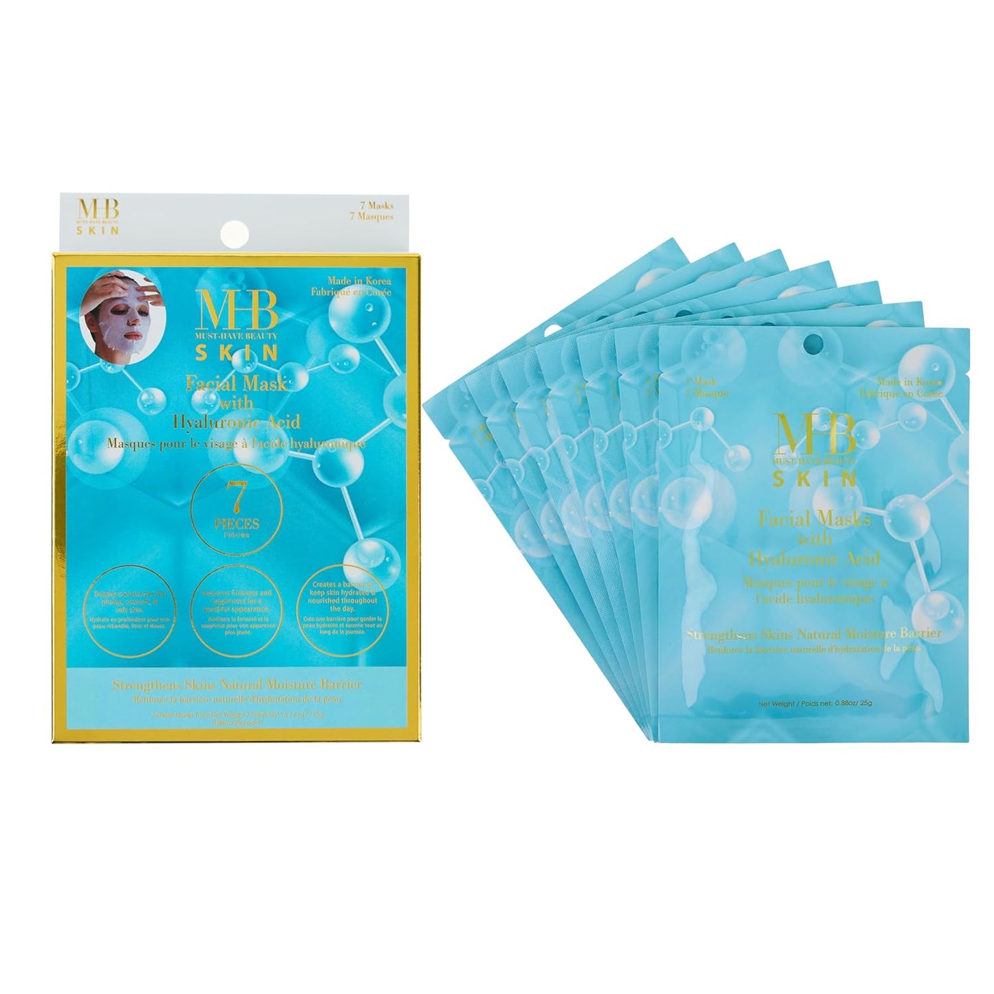 Collagen Sheet Mask Set - 7pc Firming Facial Masks | Hydrolyzed Collagen for Youthful Skin | Korean Skincare