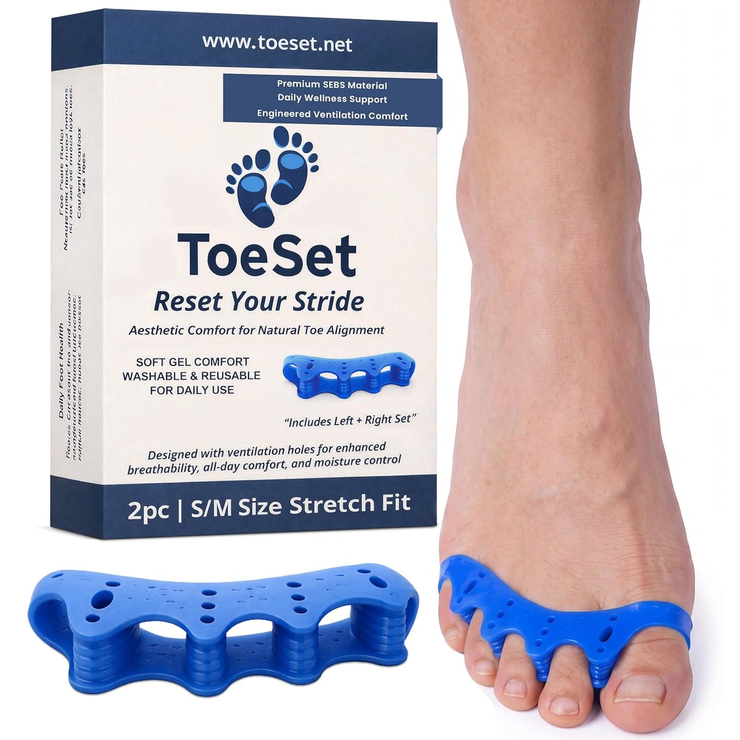 Toe Separators - Soft Gel Spacers for Foot Alignment & Comfort | Small/Medium Size