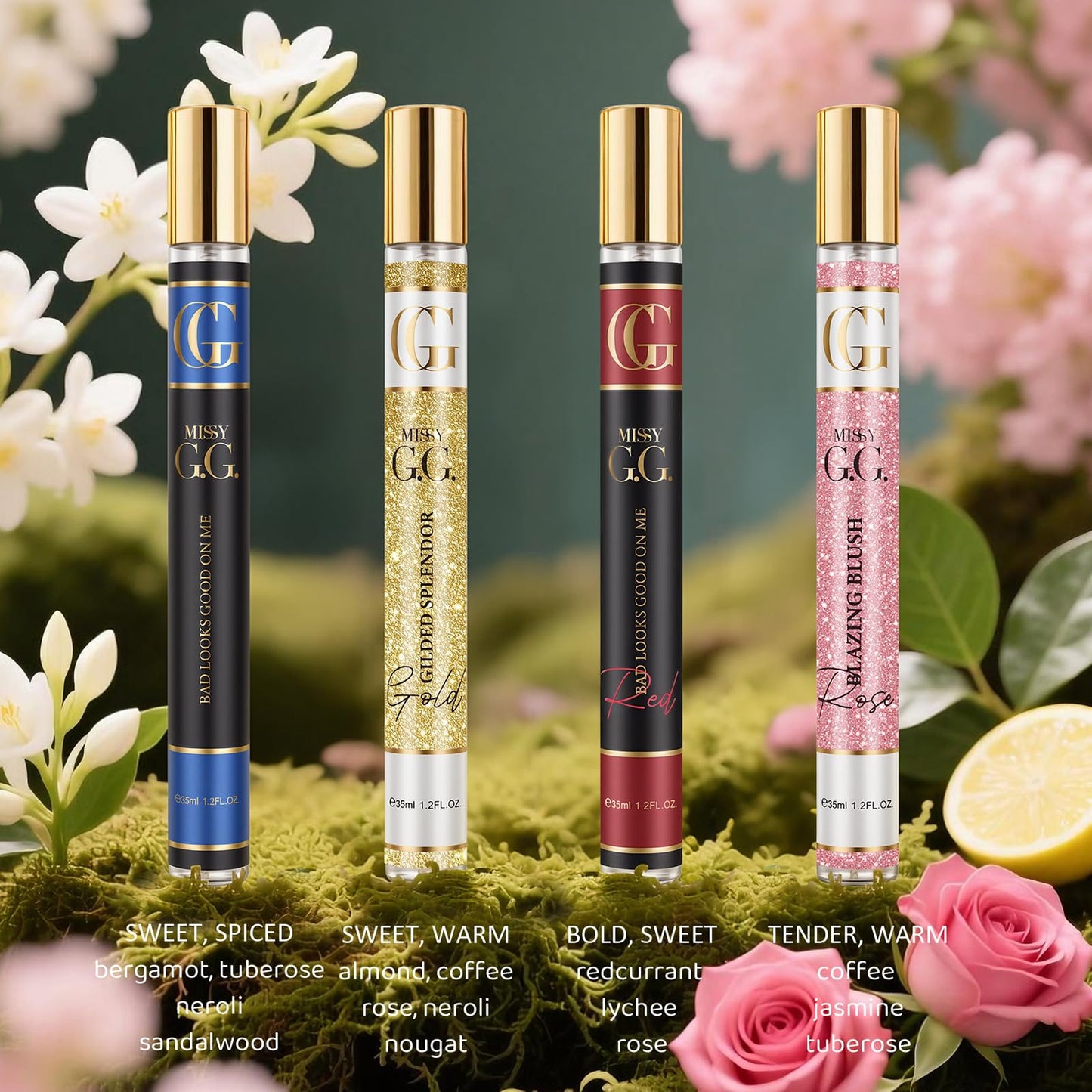 OFUN Perfume for Women, 4 Pack 35ml Perfumes Samples Set, Mini Travel Size Perufme Set, Long Lasting Fruity and Floral Parfum,Hair & Body Perfume Spray, Christmas Stocking Stuffers
