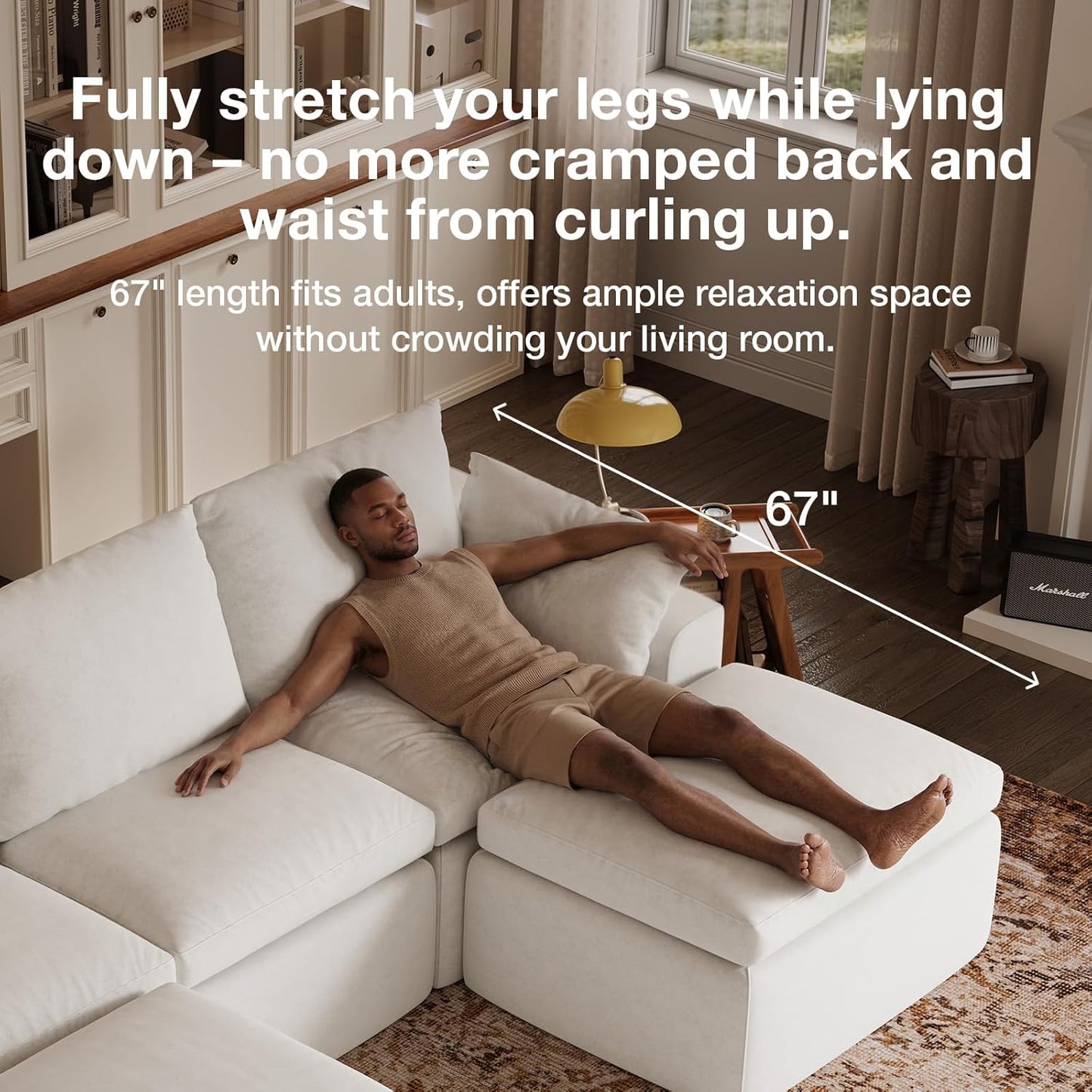 Modular Cloud Couch - Modern Sectional Sofa with Smart Coil® Support | Chenille Fabric, 5-Seater, White