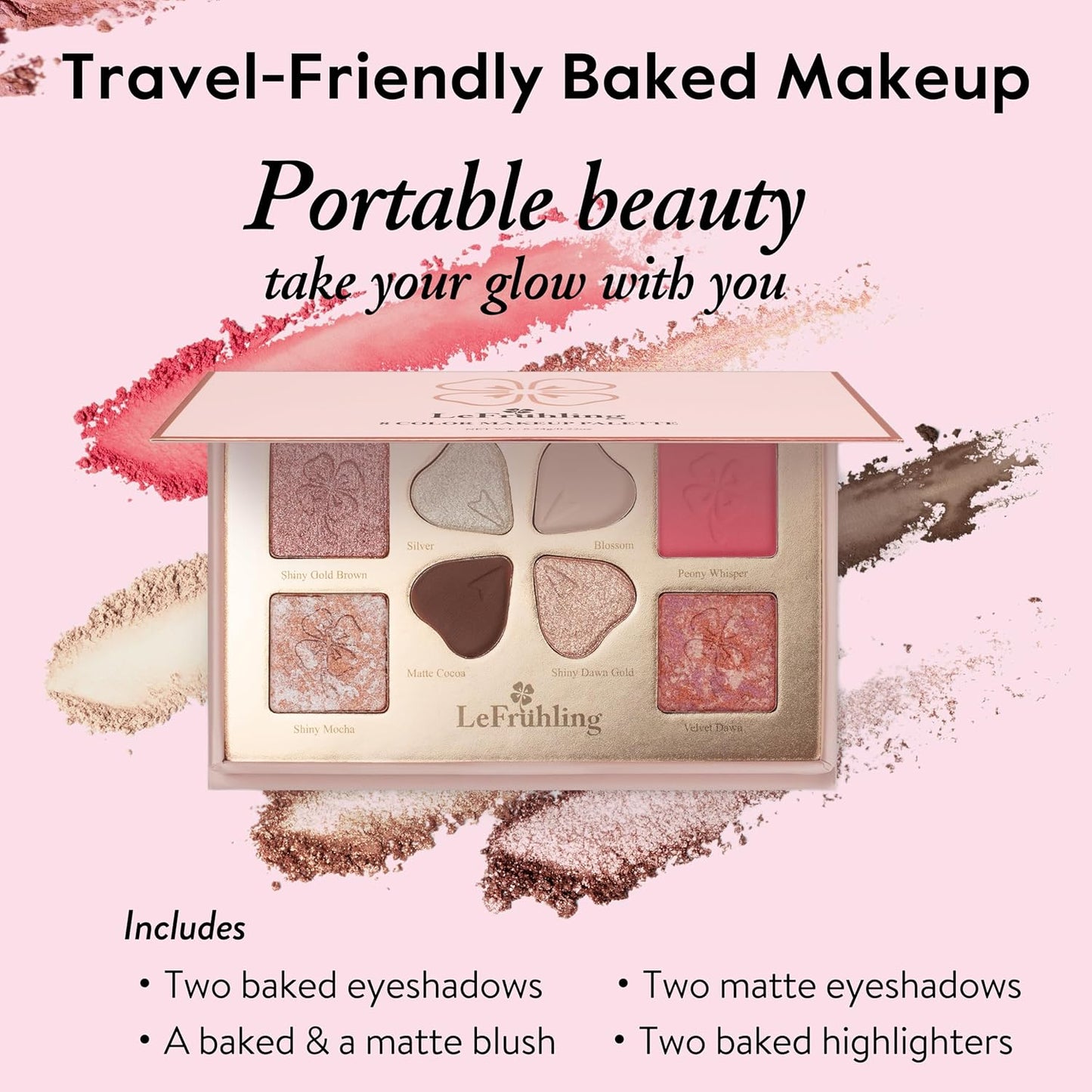 Baked Makeup Palette - Full Size Travel-Friendly, High Pigment | Shimmer, Matte, Bronzer, Blush, Eyeshadows