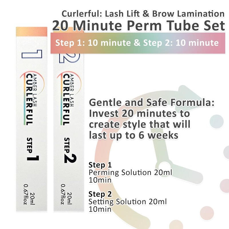 Amber Brow Lamination Tube Set - Professional Brow Perm Kit | Step 1 & Step 2, 20 ml Each