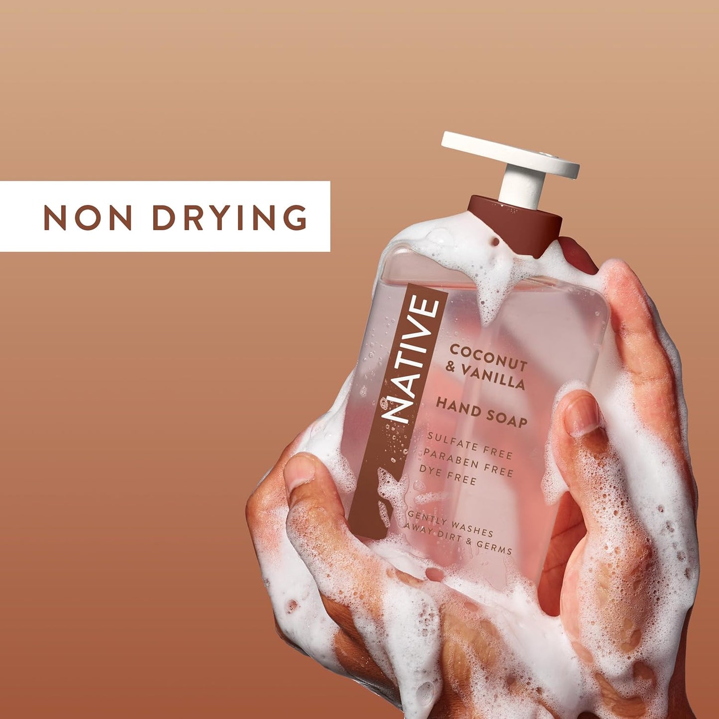 Native Liquid Hand Soap - Coconut & Vanilla Scent | Non-Drying Formula, Plant-Based Cleansers, 13 oz Bottle