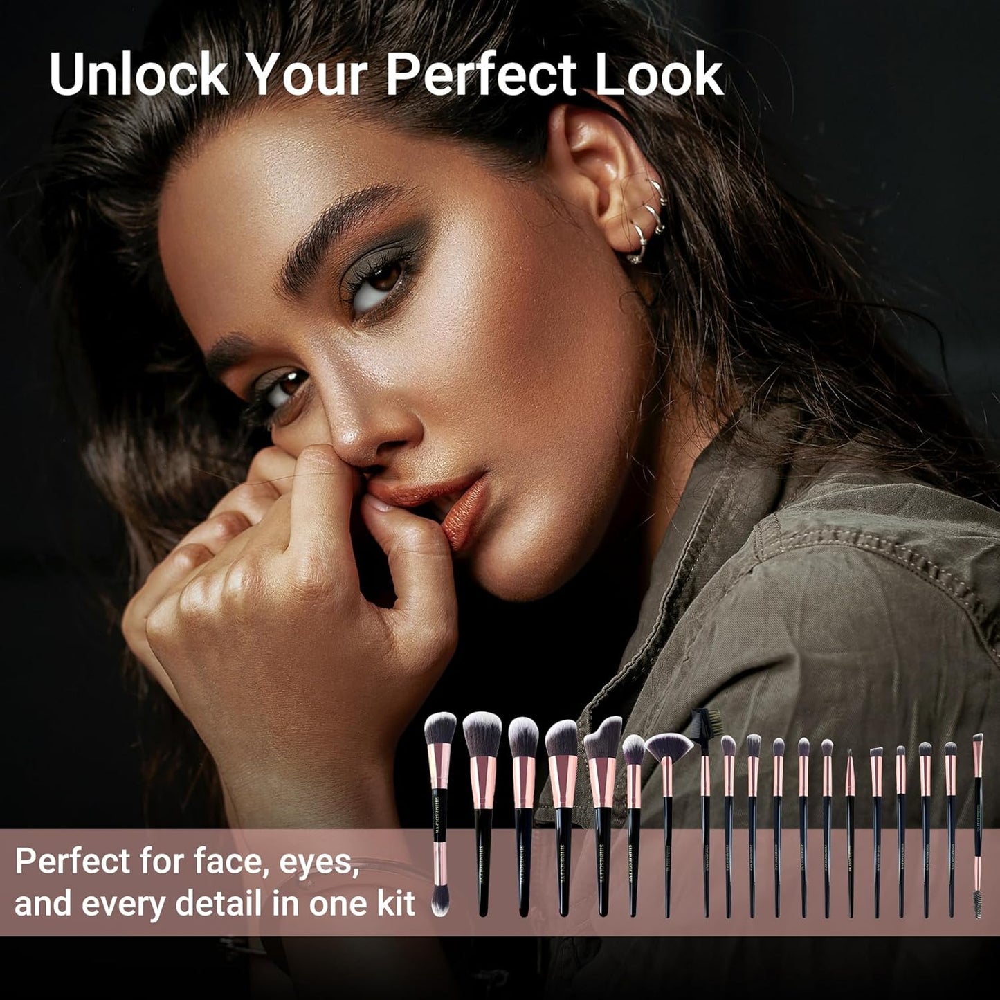 Professional Makeup Brush Set - 15 Pcs Eye & Face Brushes with Lash Comb, Soft Brushes & Storage Bag | 5 Beauty Eggs Included