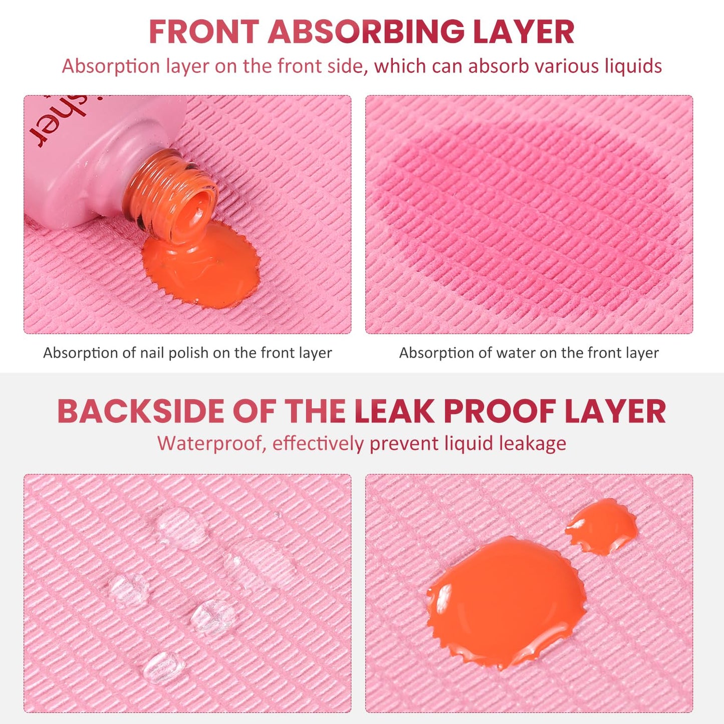 Disposable Nail Mats - 20-Pack Foldable Acrylic Nail Art Practice Sheets | 3-Ply Waterproof 13" x 18" Pink Pads
