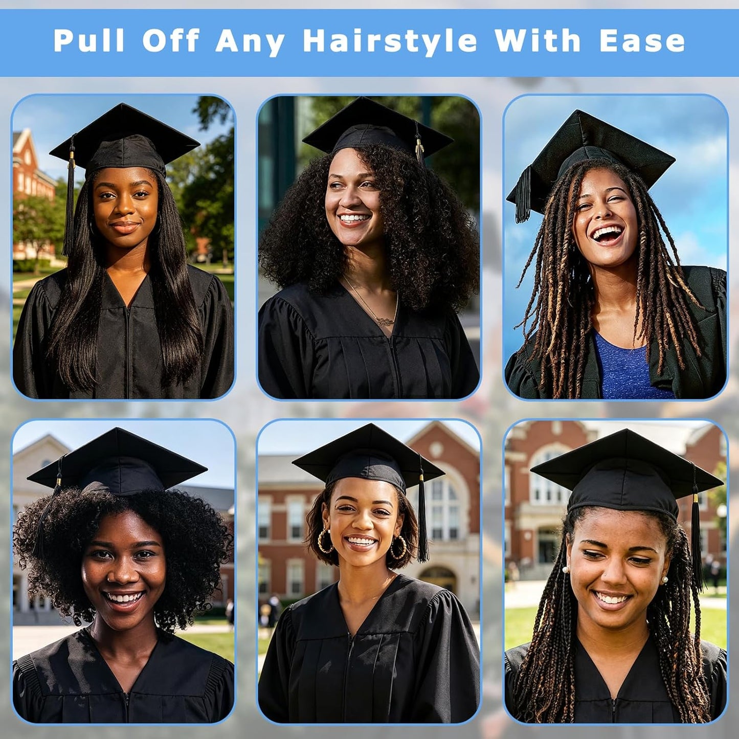 Graduation Cap Headband Insert - Securely Fit Your Grad Cap on Curly, Braided, or Straight Hair | Four Leaves Clover Design