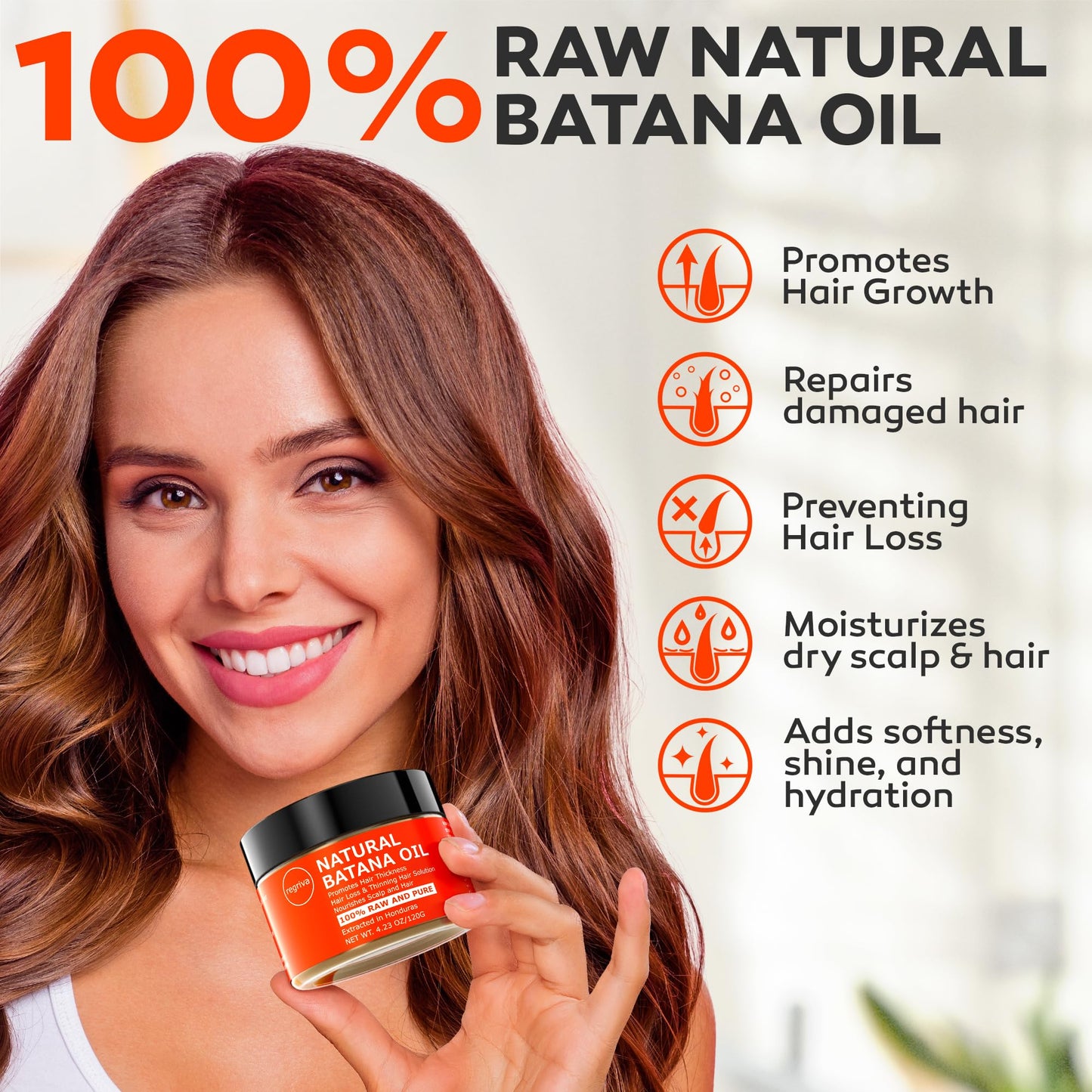 Raw Batana Oil for Hair Growth - Unrefined Pure 100% Organic Natural Batana From Honduras, Dr. Sebi Unrefined for Thick and Strong Natural Hair, Cold Pressed Cosmetic Scalp Mask Men & Women 3.8 OZ