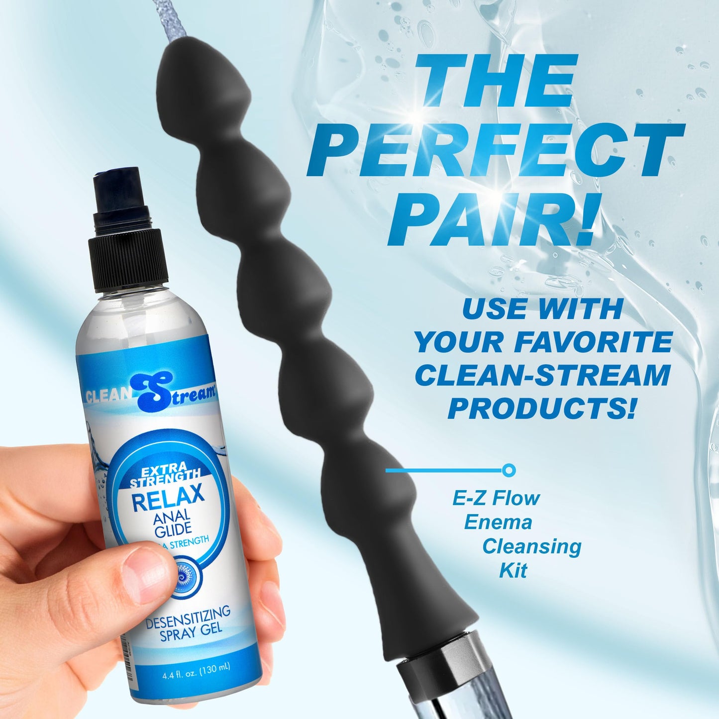 CleanStream Relax Desensitizing Lubricant 4.4 Fl Oz Bottle, Unscented Water-Based Liquid Formula, Supports Comfort and Control, Ideal for Personal Use, Easy Clean-Up Design