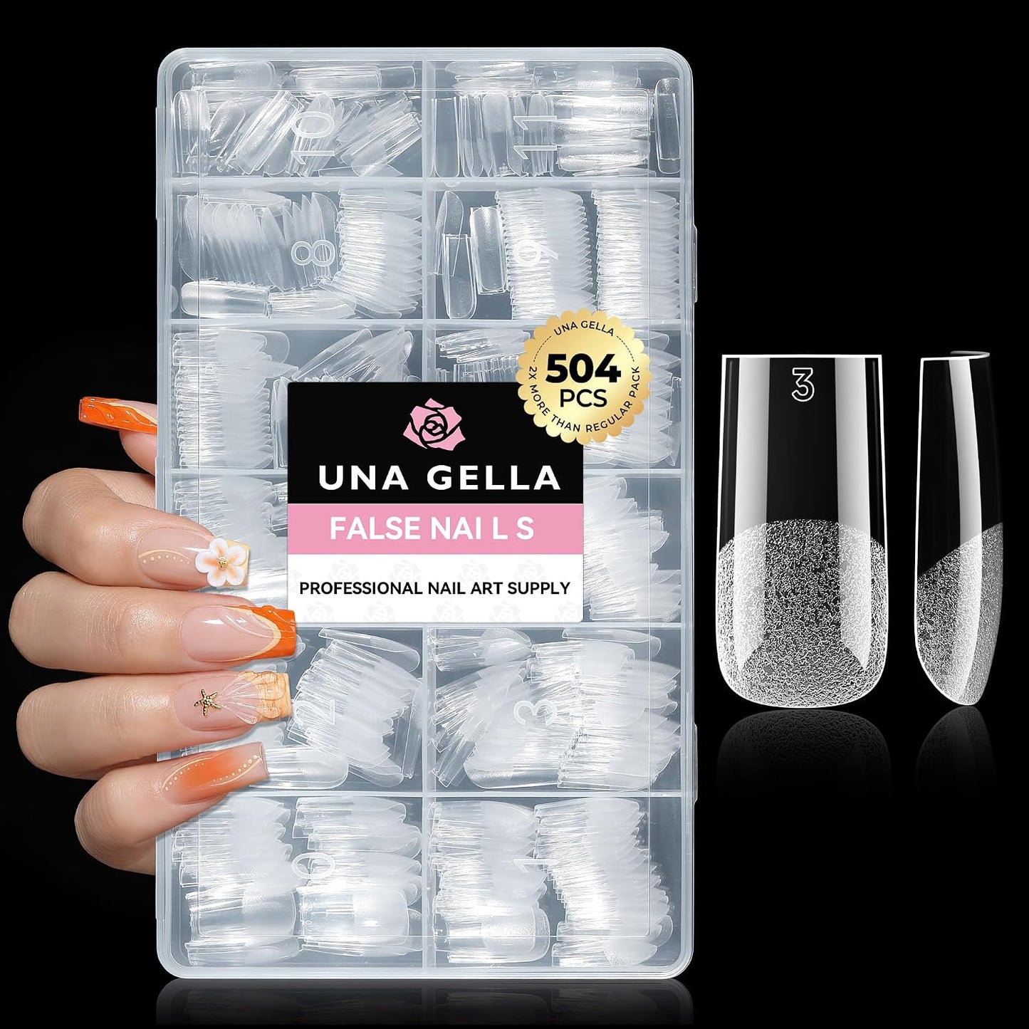Short Oval Almond Fake Nails - 504pcs Press-On Gel Nail Tips for Home DIY & Salon | 12 Sizes Available