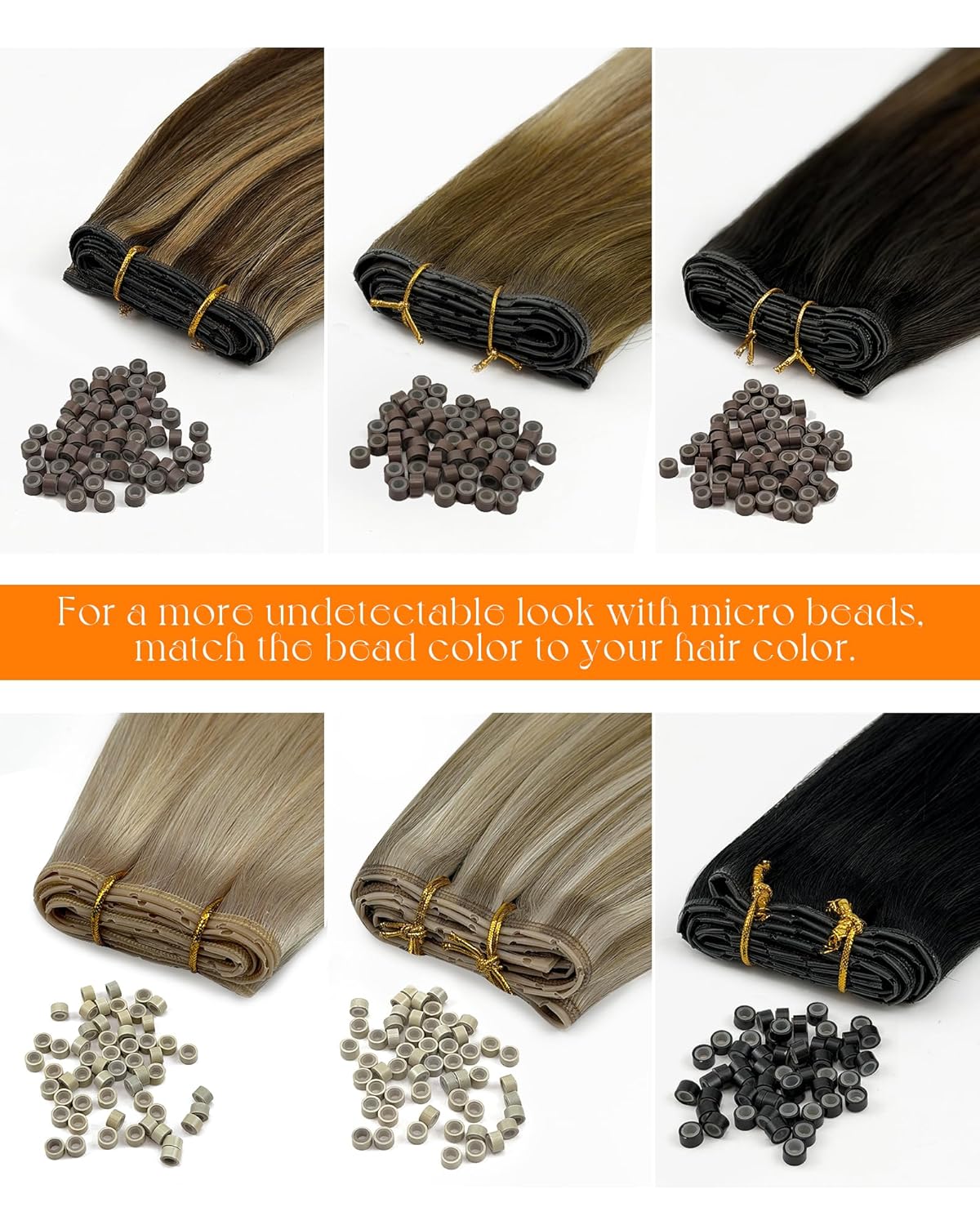 Butterfly Genius Weft Hair Extensions - 18 Inch, 100G, Micro Hand-Tied PU, Darkest Brown Balayage & Light Brown