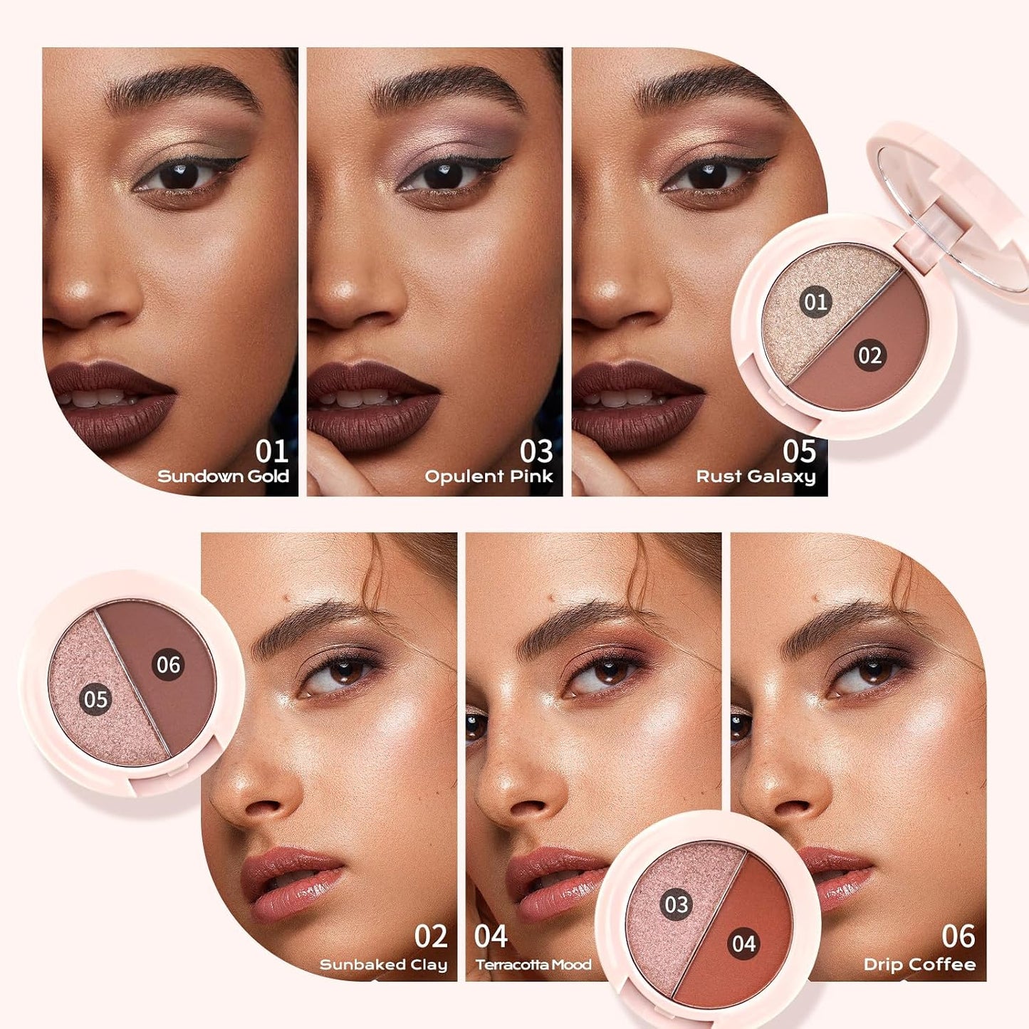 6 Colors Eyeshadow Makeup Palette - Shimmer & Matte Long-Lasting Kit | Travel Size with Brush & Mirror