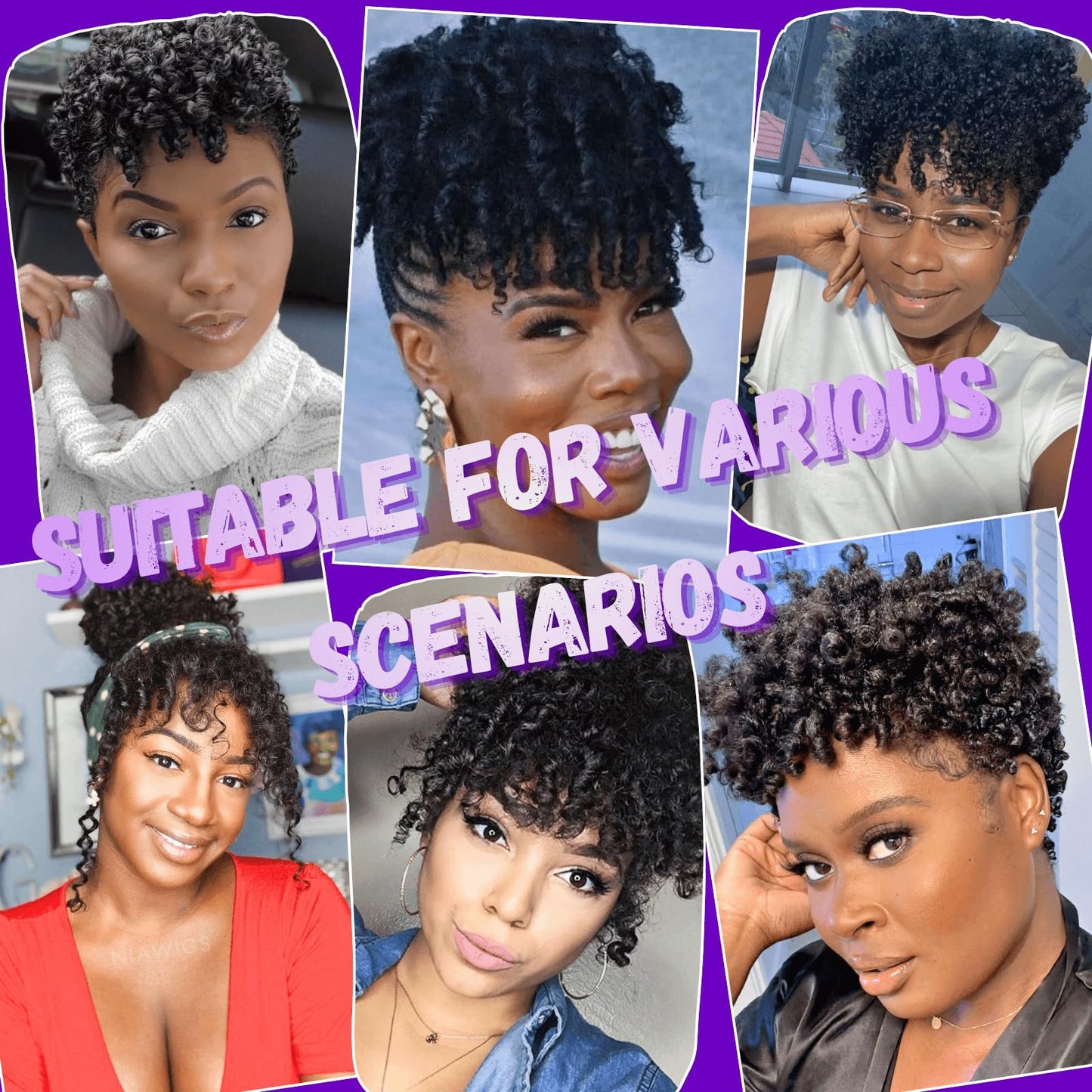 VAVANGA Short Afro Kinky Curly Hair Topper for Women