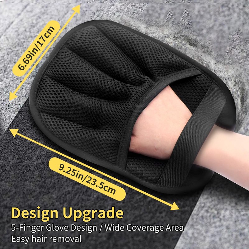 CrievCat Upgraded Pet Hair Removal Gloves with Snug Elastic Wrist – Electrostatic Five-Finger Reusable Fur Remover for Cats & Dogs, Effortless Cleaning Tool for Couch, Carpet, Clothing & Car Seats