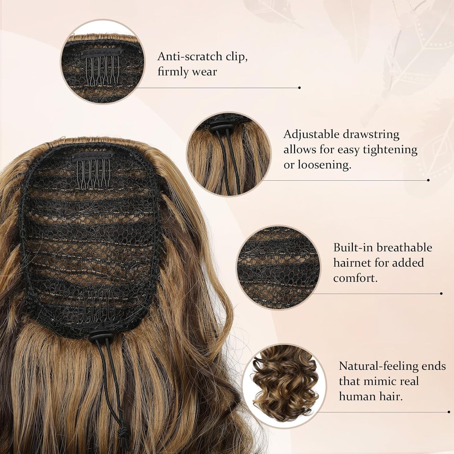 Ponytail Extension - 14 Inch Short Drawstring Hairpiece for Women | Soft Synthetic in Black Brown