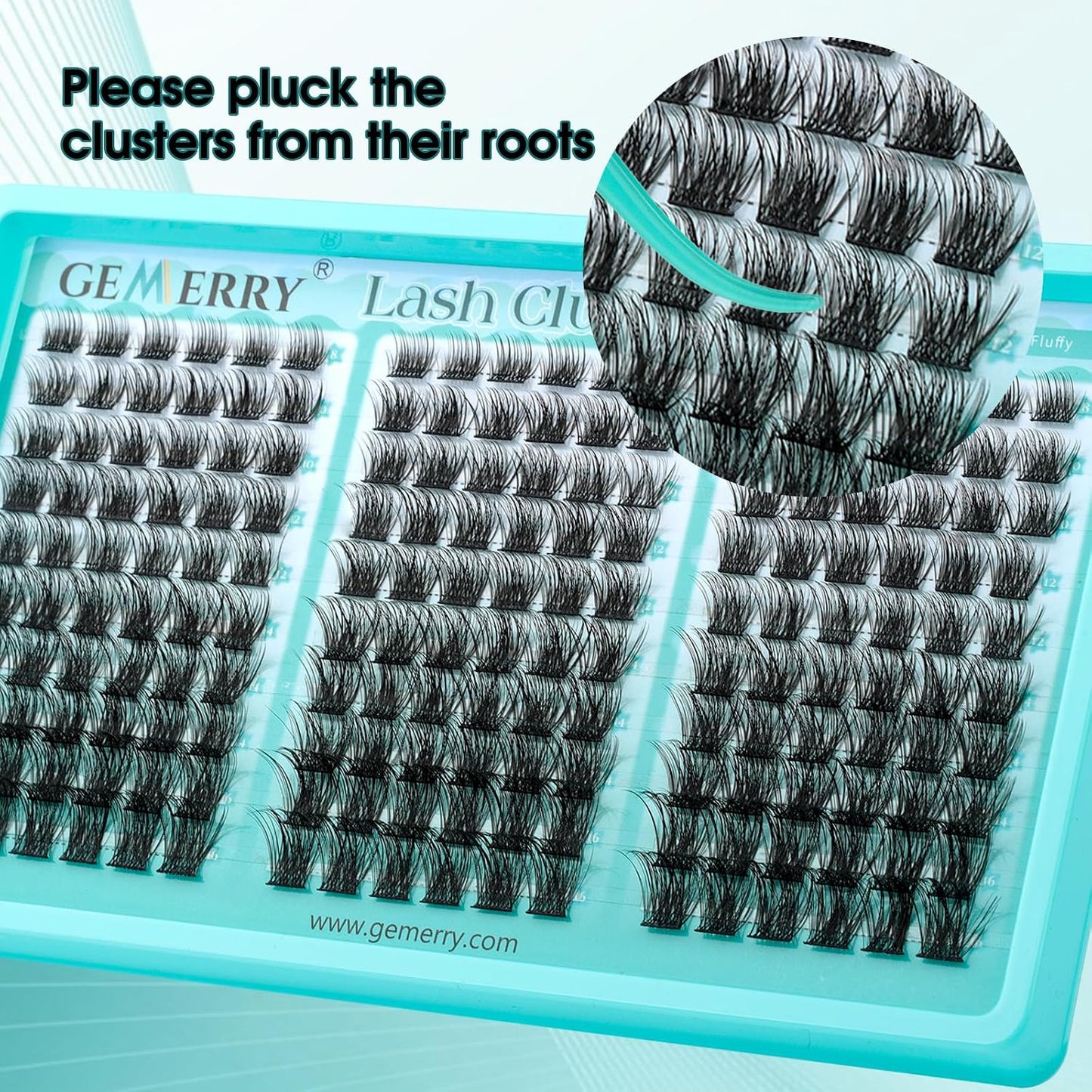 GEMERRY Wispy Lash Clusters - D-Curly Individual Eyelash Extensions | 8-16MM Lightweight DIY Lashes